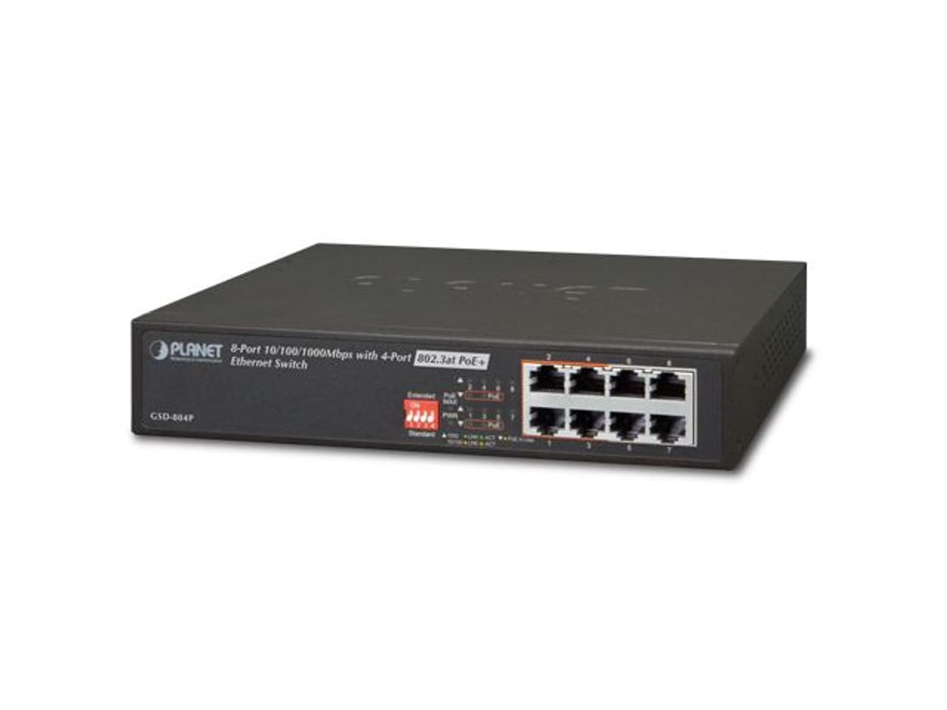 

SWITCH PLANET GSD-804P 4X 1GB/S POE+/4X IEEE 802.3AT/AF NIEZARZĄDZALNY GIGABIT ETHERNET DESKTOP RACK