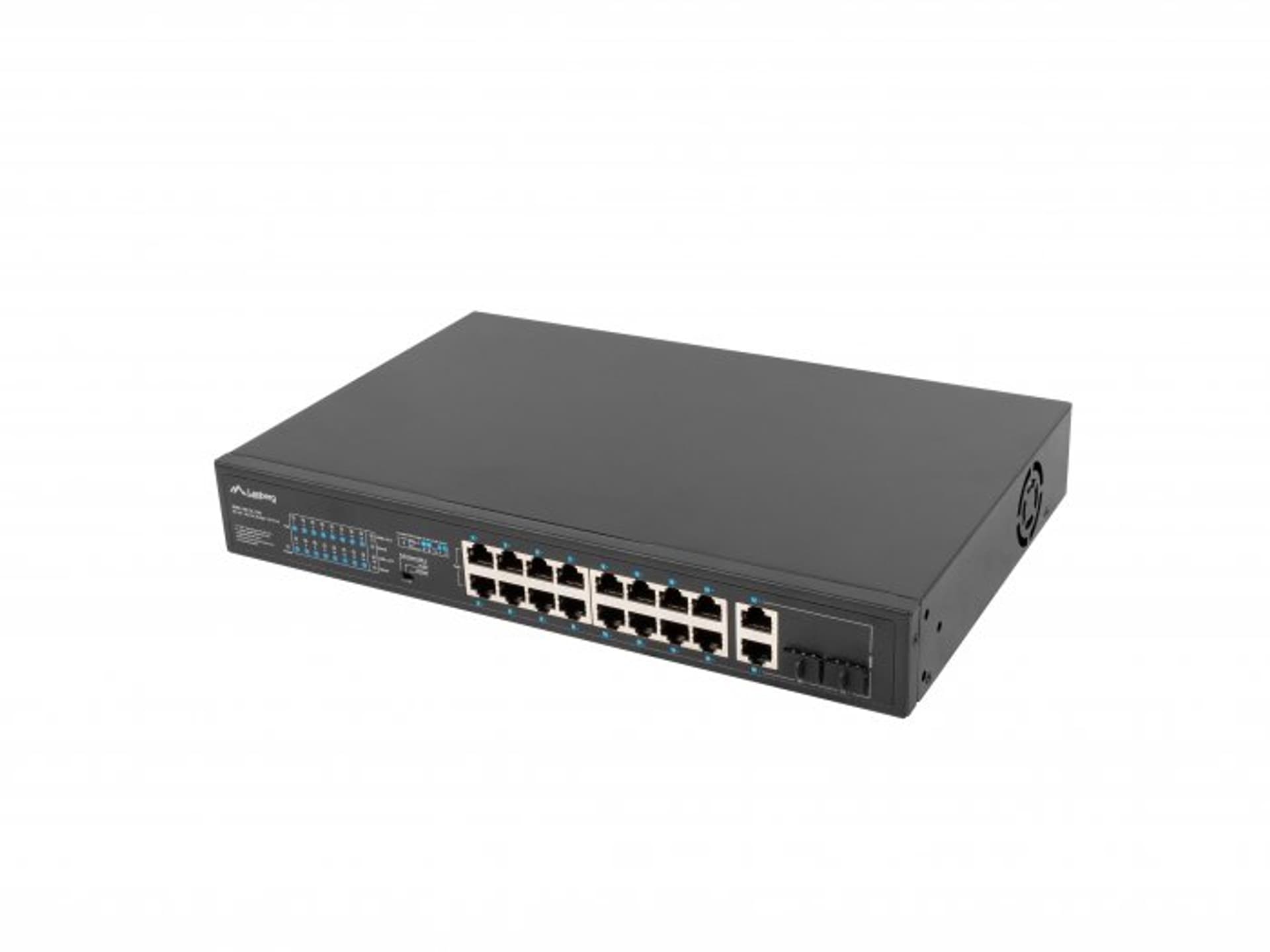 

SWITCH LANBERG 16X 100MB POE+/2X COMBO NIEZARZĄDZALNY RACK 19" GIGABIT ETHERNET 150W