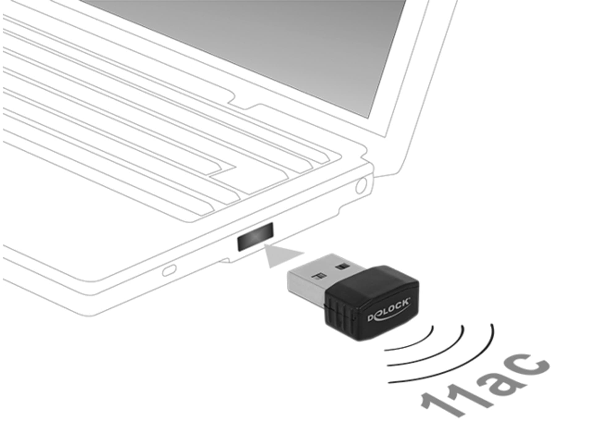 

BEZPRZEWODOWA KARTA SIECIOWA NANO USB DELOCK AC600 DUAL BAND 1 WEWNĘTRZNA ANTENA