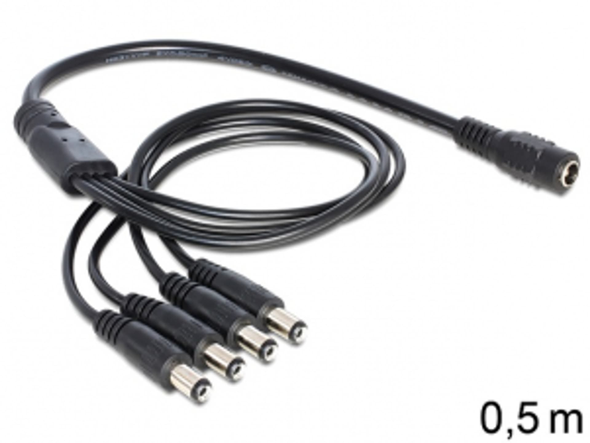 

KABEL ZASILAJĄCY DC 5.5X2.1MM(F)->4X DC(M) 0.5M CZARNY DELOCK, M) 0.5m czarny deloc