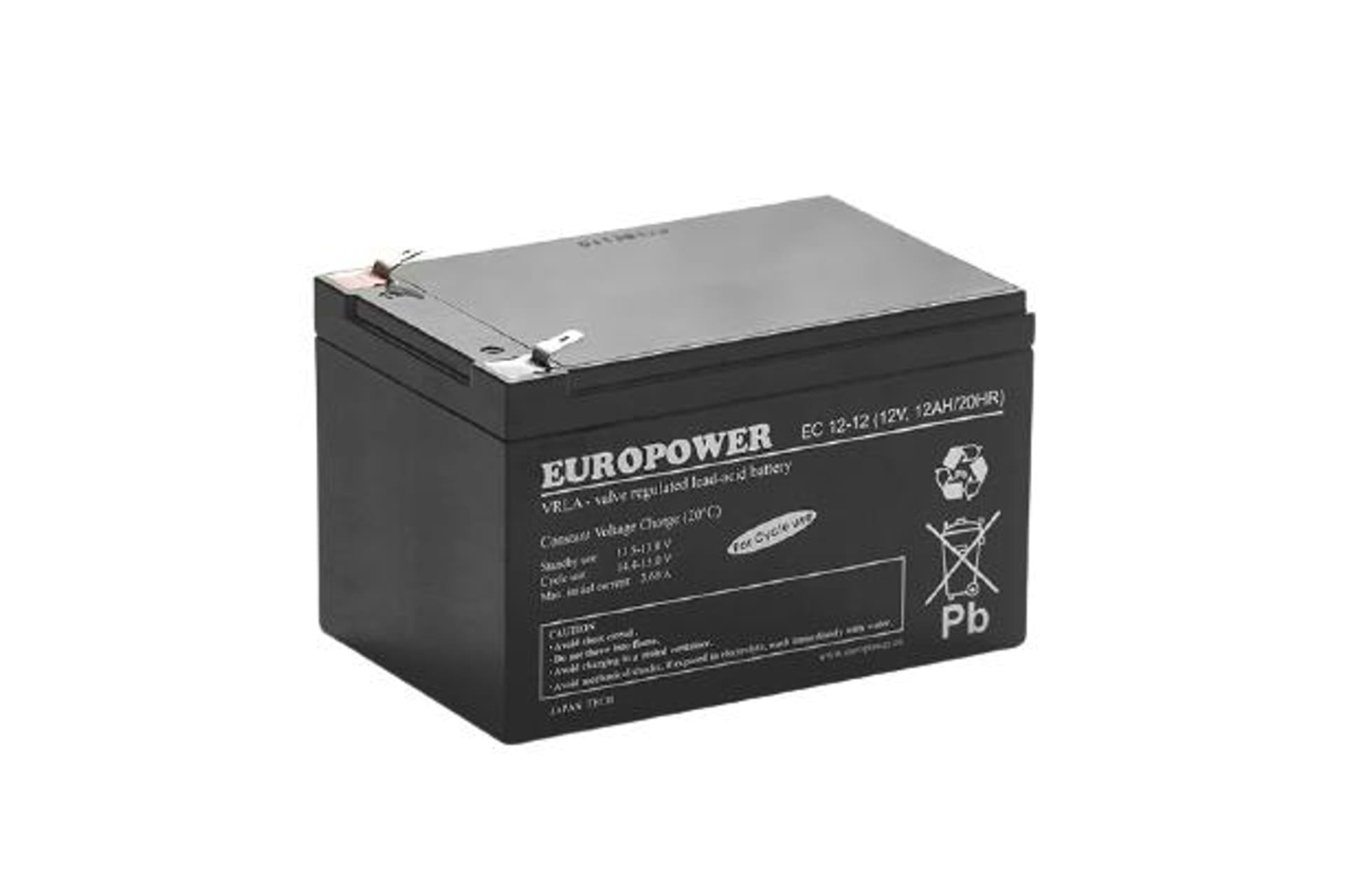 

Akumulator EUROPOWER AGM 12V, poj 12Ah, Fast-on EC12-12