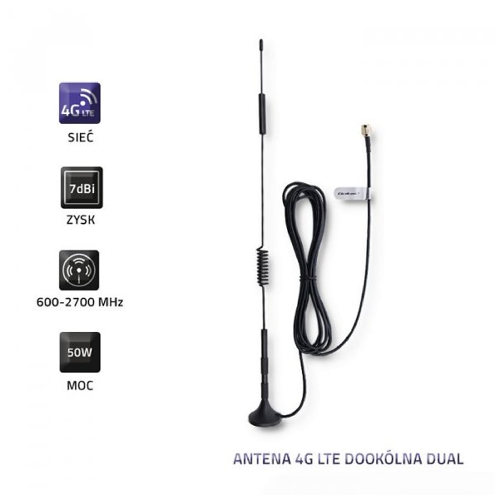 

ANTENA MAGNETYCZNA 7dBi 4G/LTE SMA 3m