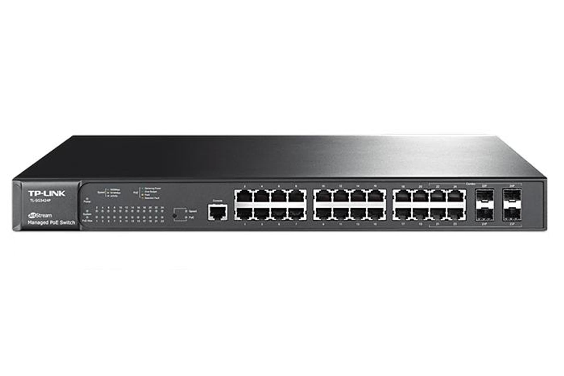 

TP-Link TL-T2600G-28MPS (TL-SG3424P) L2 PoE JetStream, 24 porty Gb PoE+, 4 sloty SFP, Tl-sg3424p) l2 poe jetstream/24 porty gb poe+/4 sloty sf