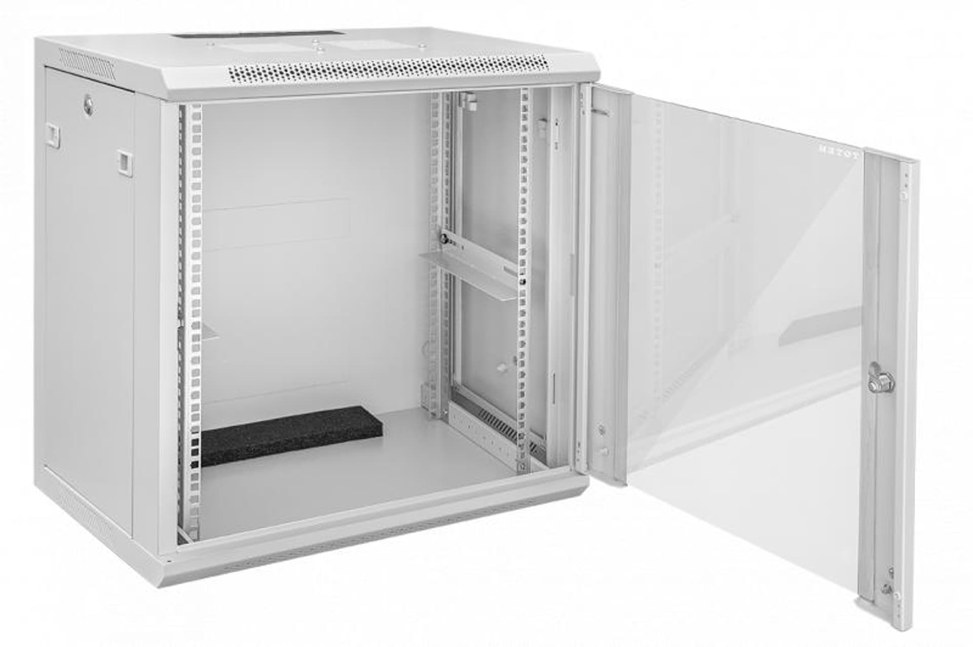 

Szafa wisząca 6U 600x600mm szara szklane drzwi TOTEN