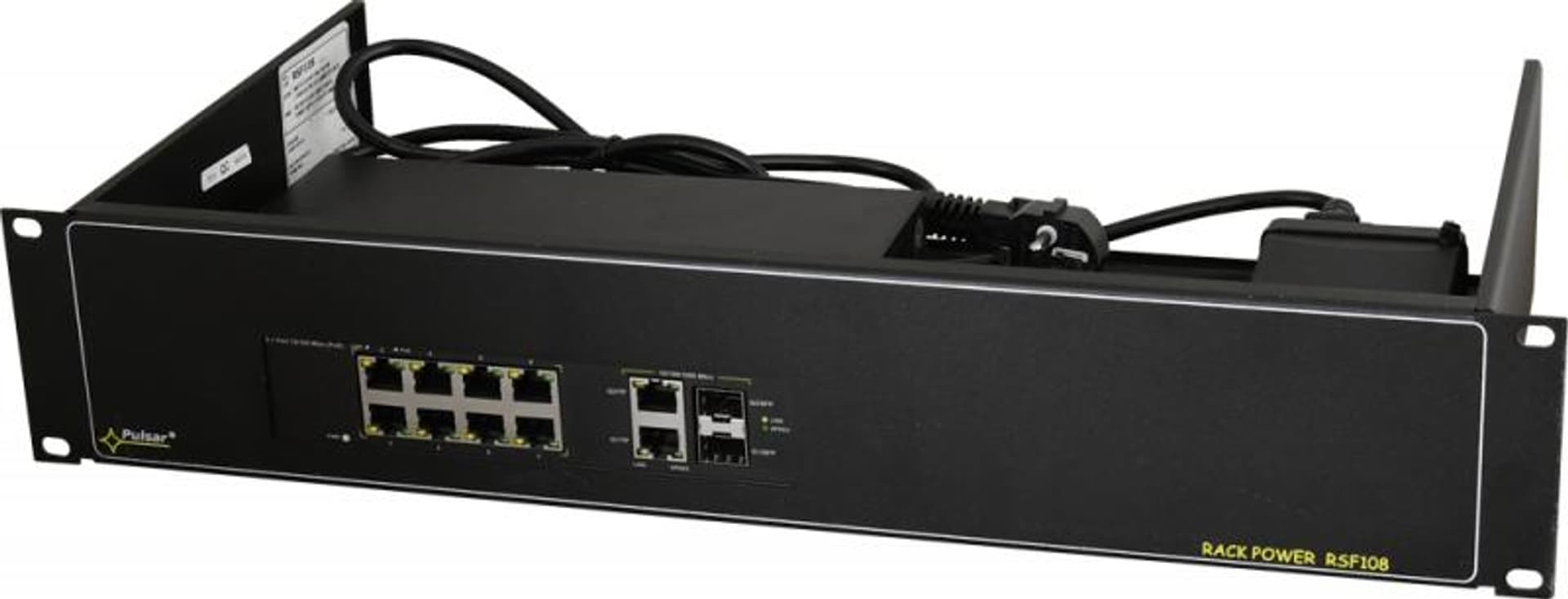 

Pulsar switch 10-portowy RSF108 z zasilaczem do 8 kamer IP, RACK 2xSFP