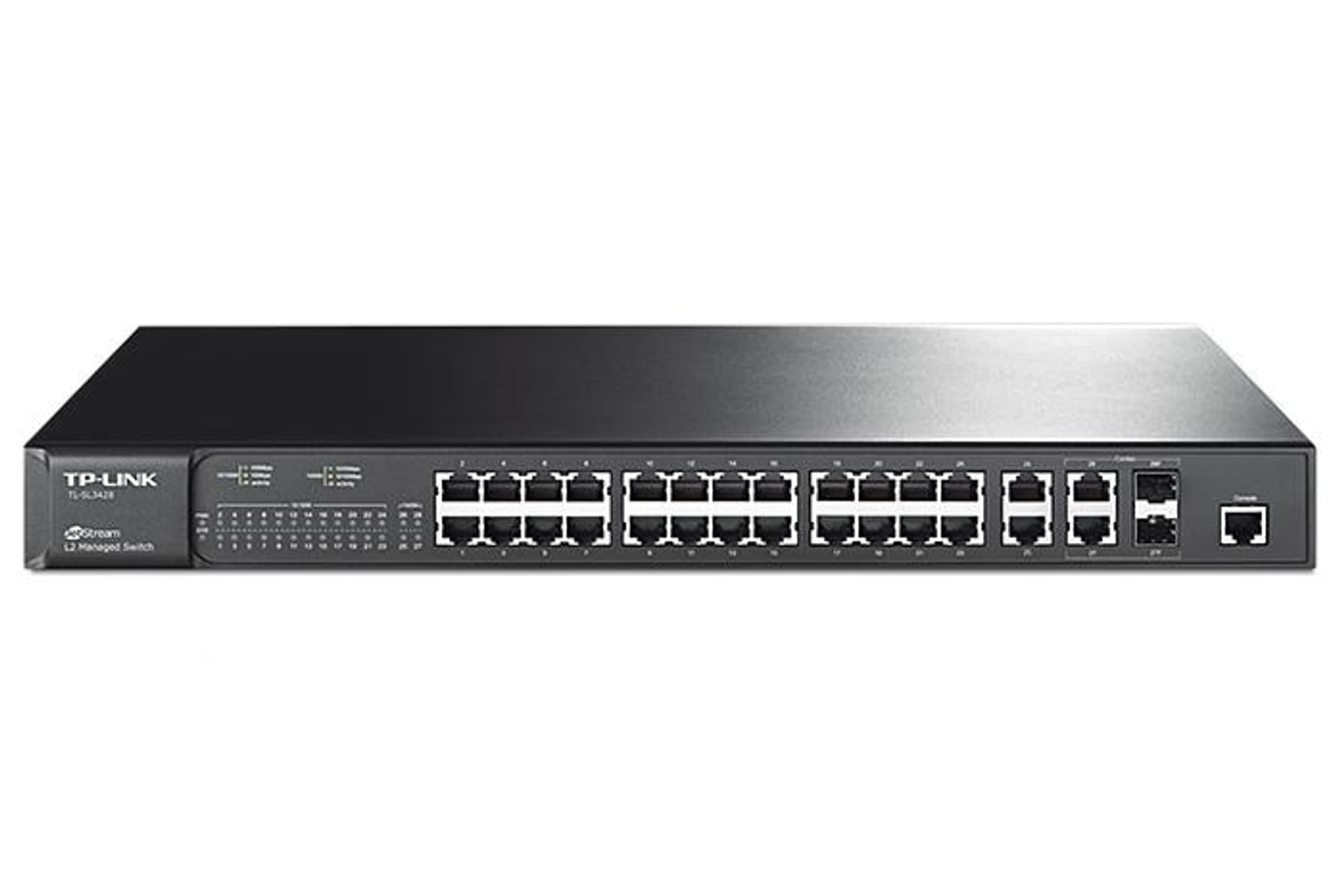 

TP-Link TL-SL3428 Przełącznik zarządzalny L2 JetStream, 24 porty 10/100Mb/s, 4 porty Gb, 2 sloty combo SFP