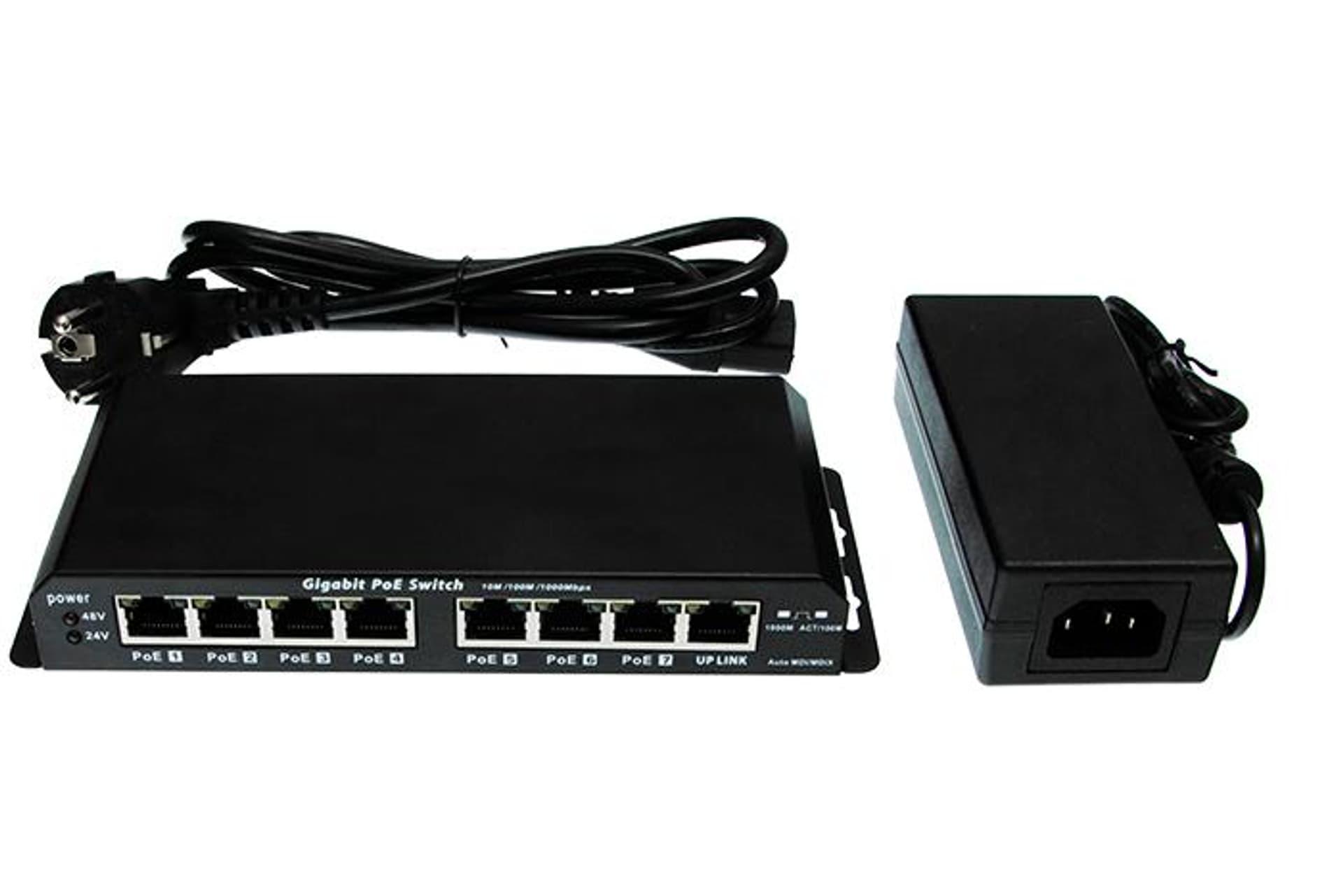 

Gigabitowy switch POE 8-portowy (7 portów PoE), 18-56V, zasilacz 24V 60W, 7 portów poe)/18-56v/zasilacz 24v 60