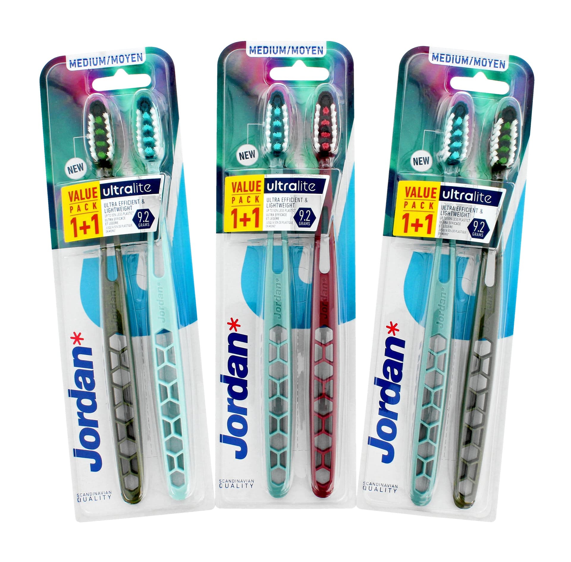 

Jordan Ultralite Szczoteczka do zębów DUO - medium 1op.-2szt.(1+1) - mix kolorów, 1+1) - mix koloró