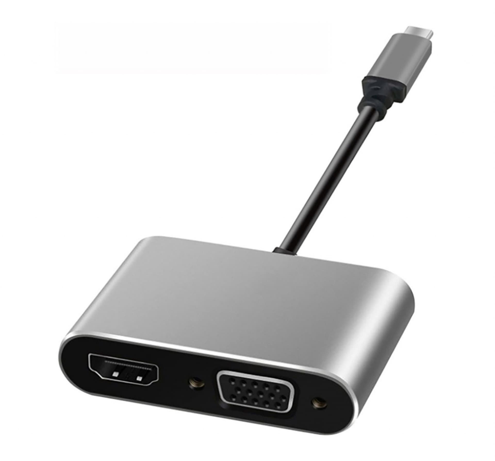

ADAPTER USB-C / HDMI żeński 4K 30Hz + SVGA 15pin żeński (ALU) ART oem, Alu) art oe