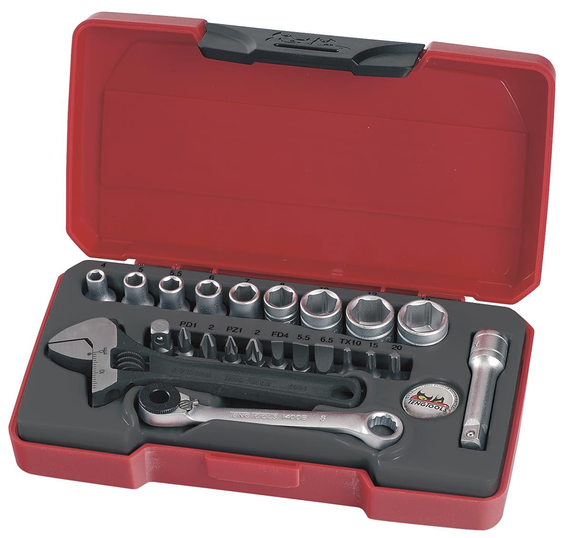 

Zestaw kluczy nasadowych z chwytem kwadratowym 1/4" Teng Tools T1423