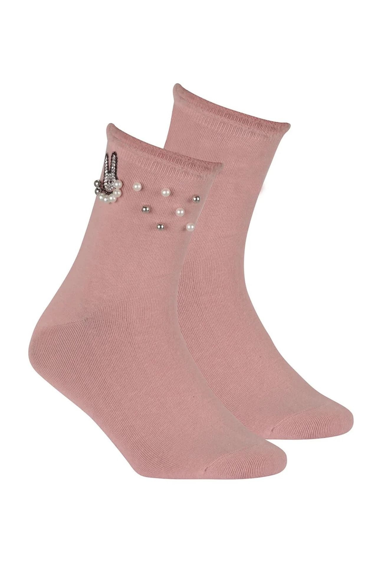 

SKARPETKI DAMSKIE Z APLIKACJĄ WZ.007 (kolor pink)
