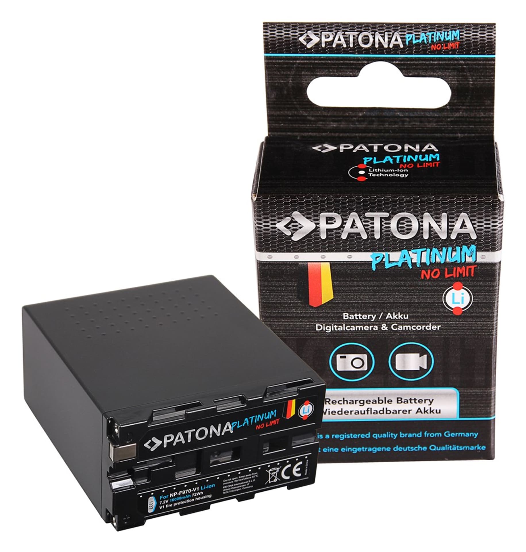 

Akumulator Patona Platinum NPF-F970 ogniwa TESLA, obudowa V1 odporna na gorąco V1, 10 000 mAh, 7.2V