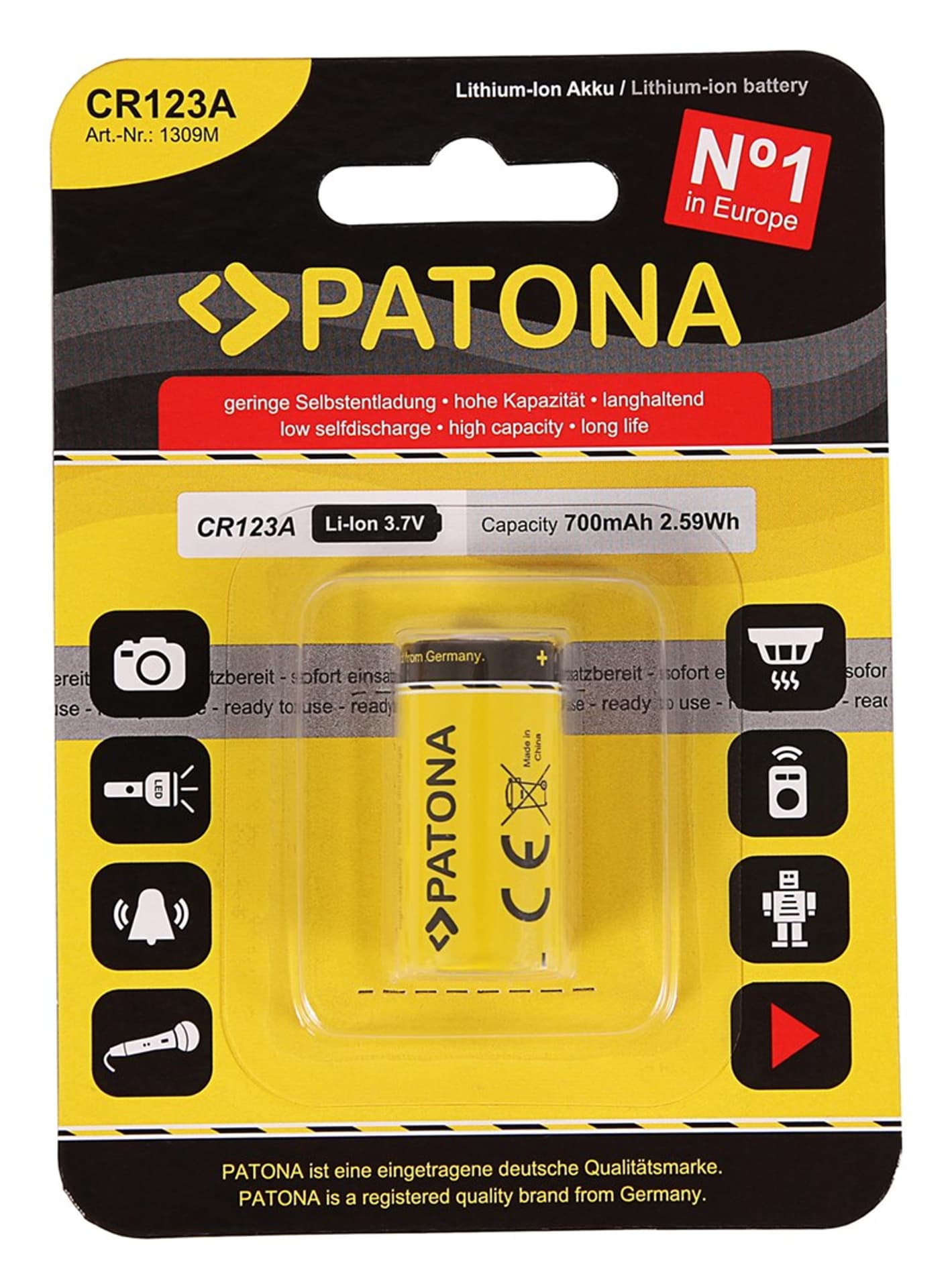 

Akumulator Patona Premium PA-BA-1309 Standard CR123A 16340 LI-ION 3,7V 700MAH