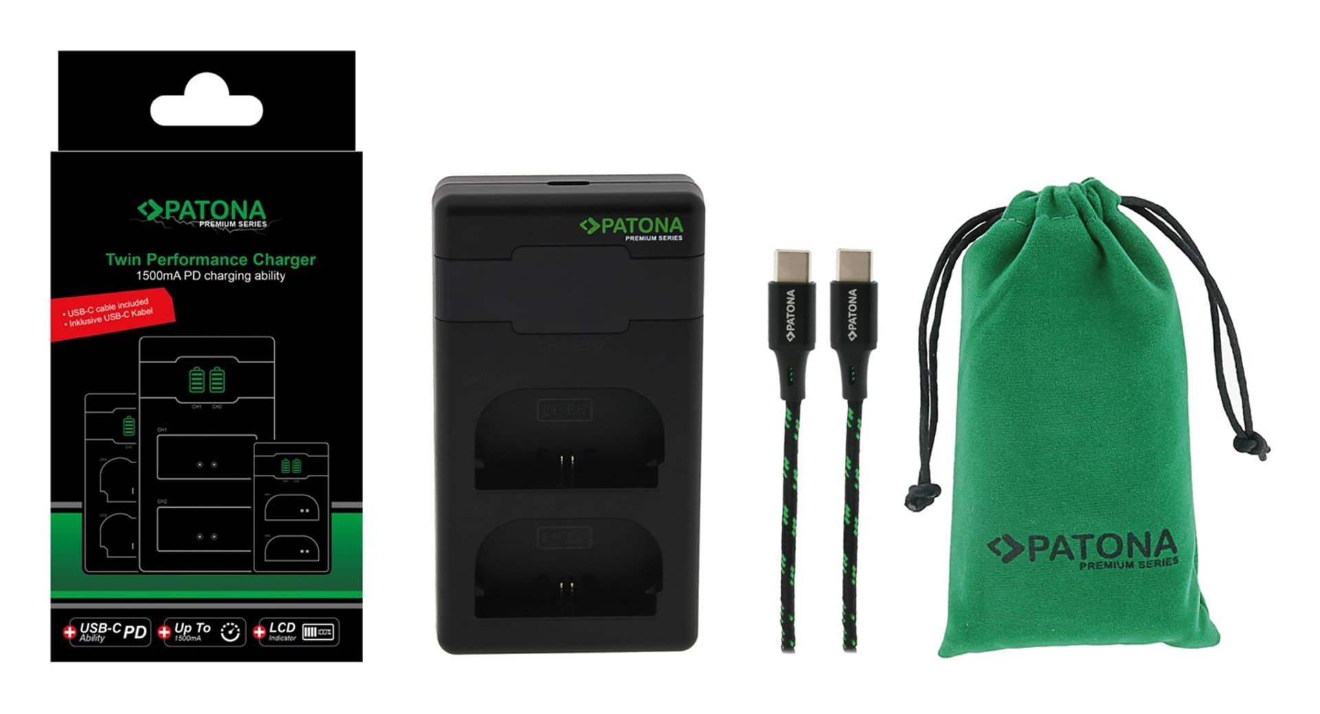 

Ładowarka Patona Premium Twin Performance PD do Canon LP-E6 LPE6 z kablem USB-C