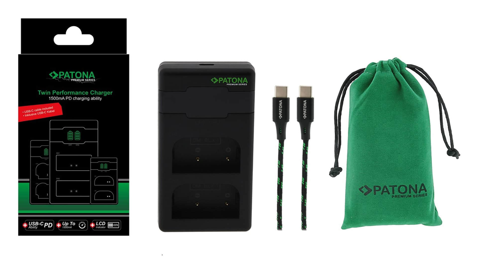 

Ładowarka Patona Premium Twin Performance PD do Olympus BLX-1 OM-1 z kablem USB-C