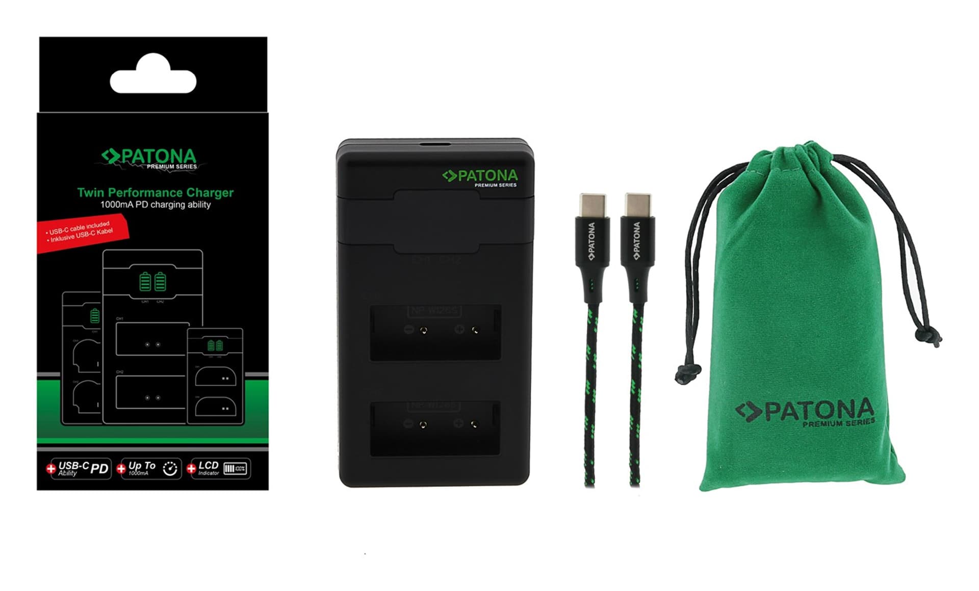 

Ładowarka Patona Premium Twin Performance PD do Fuji NP-W126 z kablem USB-C
