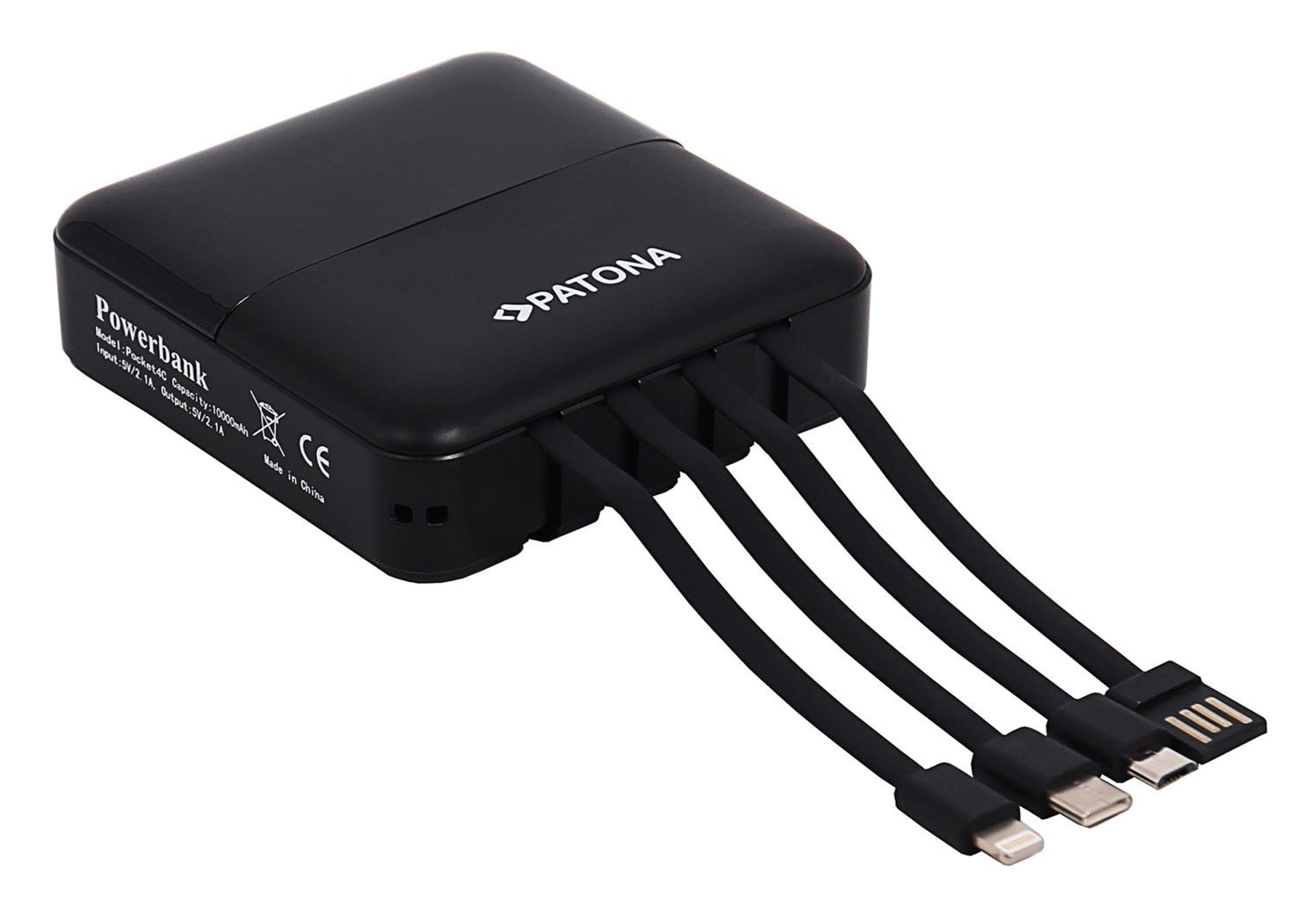 

Powerbank Patona Pocket4C 10000mAh z 4 zintegrowanymi kablami do ładowania USB micro-USB USB C Lightning