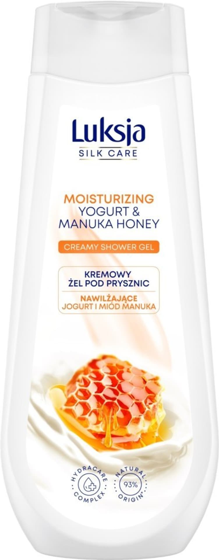 

Luksja Silk Care Nawilżający Kremowy Żel pod prysznic - Jogurt i Miód Manuka 500ml