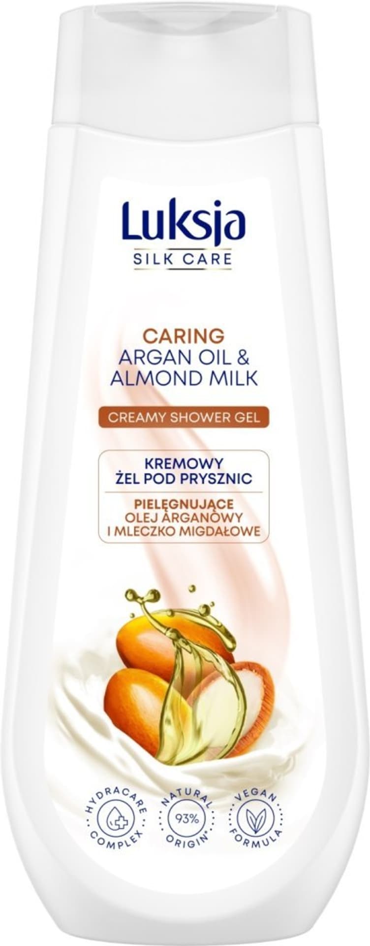 

Luksja Silk Care Pielęgnujący Kremowy Żel pod prysznic - Olej Arganowy i Mleczko Migdałowe 500ml