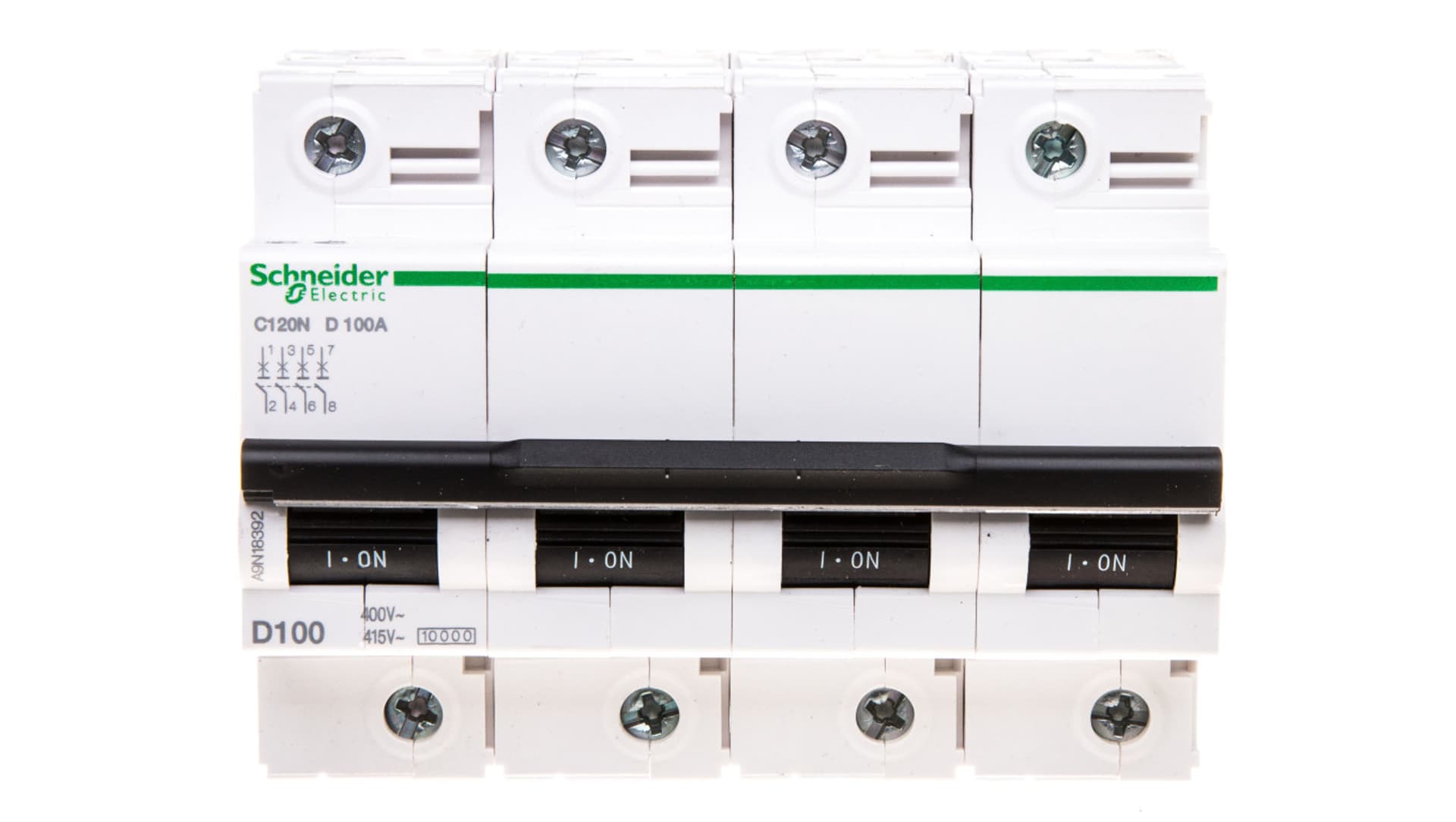 

Wyłącznik nadprądowy 4P D 100A 10kA AC C120N A9N18392