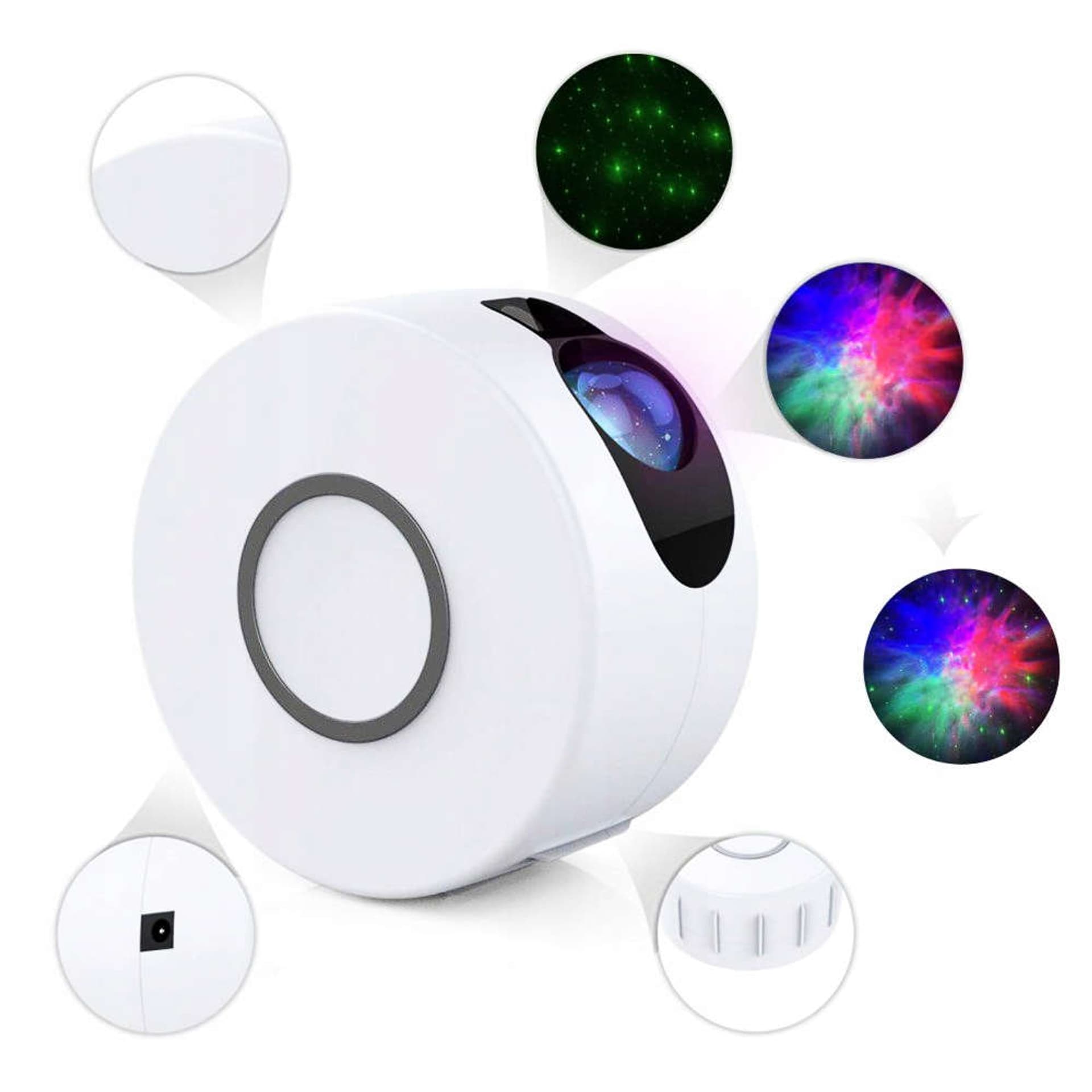 

Projektor gwiazd nieba Rzutnik 3D Aurora Star do aranżacji pokoju Sterowany Pilotem okrągły dysk HR-A1 Biały