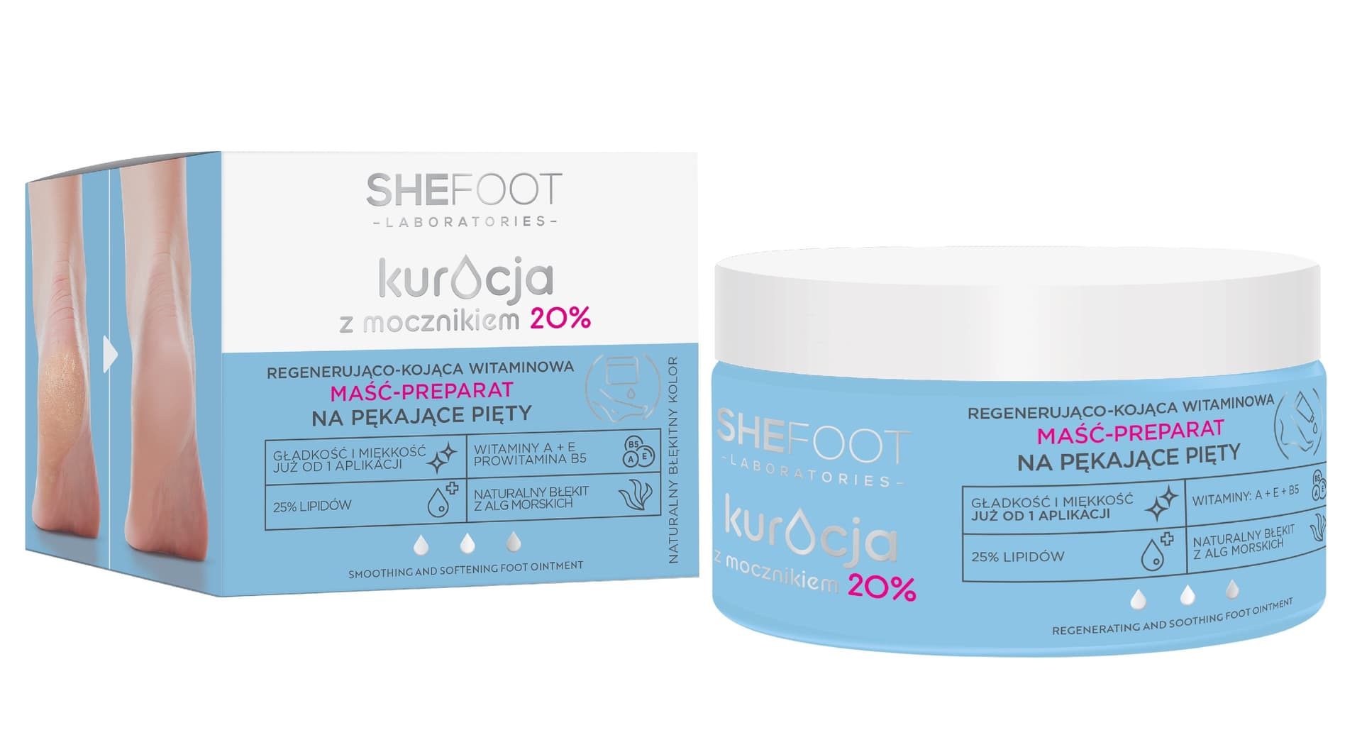 

SheFoot Kuracja z Mocznikiem 20% Regenerująco-Kojąca Witaminowa Maść-preparat na pękające pięty 80g