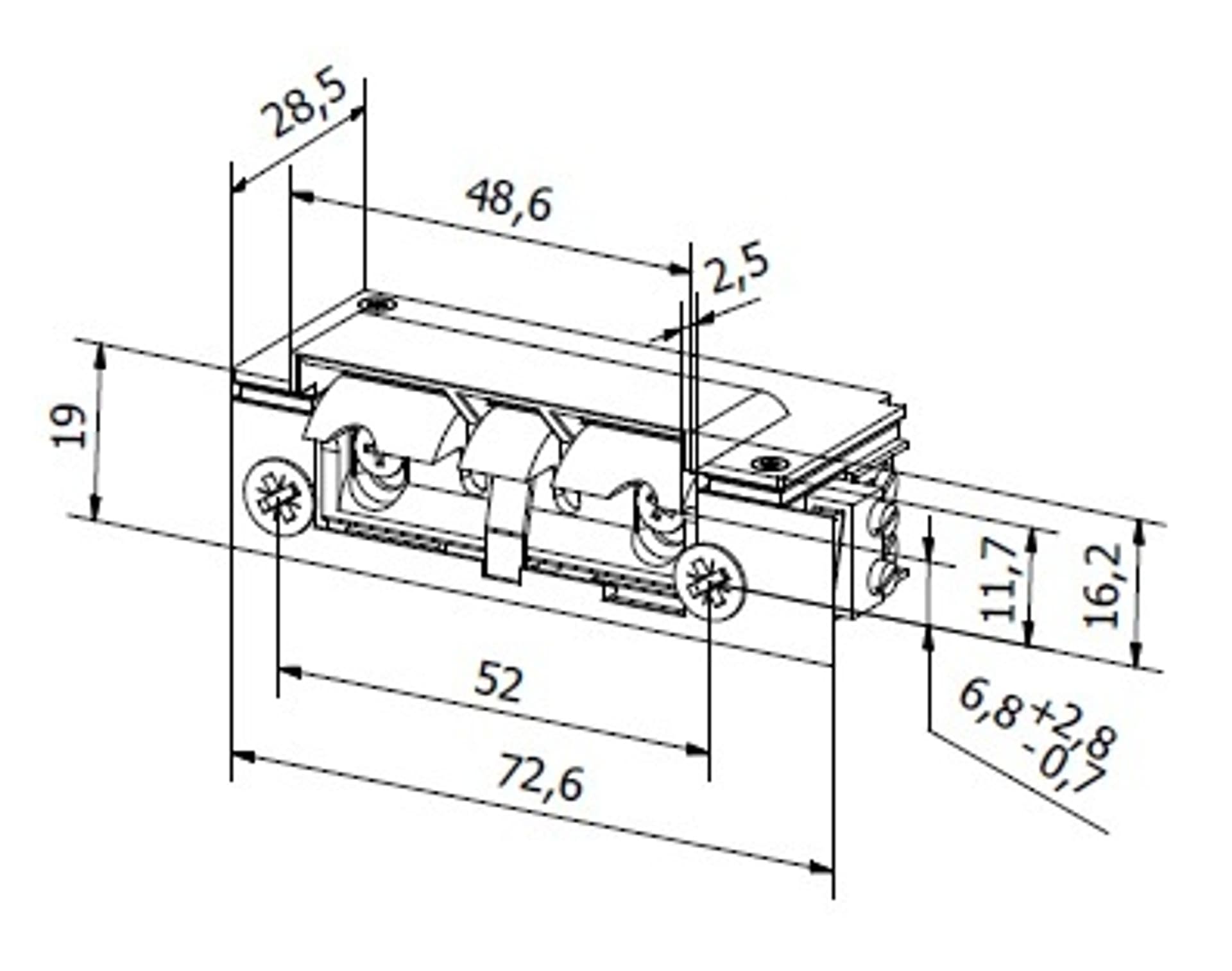 

Elektrozaczep HARTTE XS00U-C seria XS 12-24V AC/DC niskoprądowy z wyślizgiem