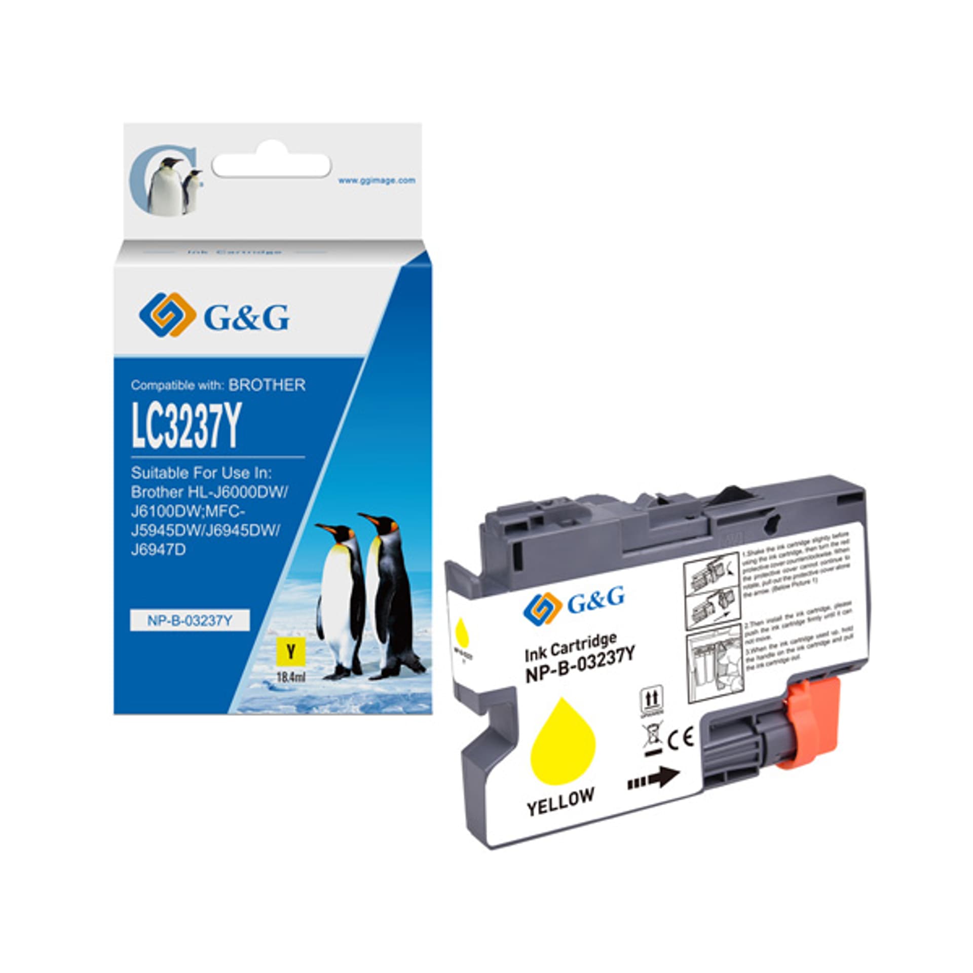 

G&G kompatybilny ink / tusz z LC-3237Y, yellow, 1500s, NP-B-03237Y, dla Brother MFC-J5945DW, MFC-J6945DW, MFC-J6947DW