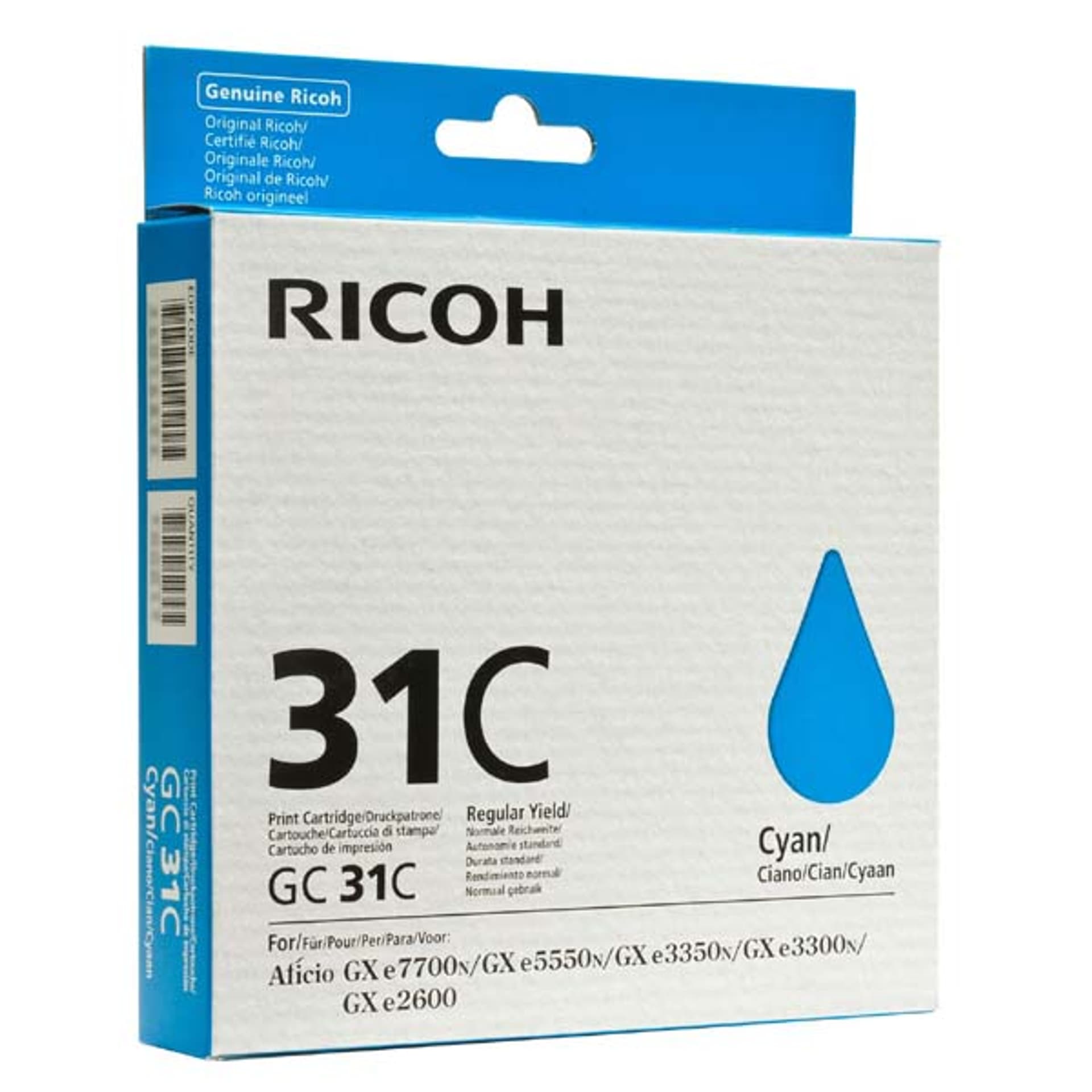 

Ricoh oryginalny wkład żelowy 405689, cyan, typ GC 31C, Ricoh GXe2600/GXe3000N/GXe3300N/GXe3350N