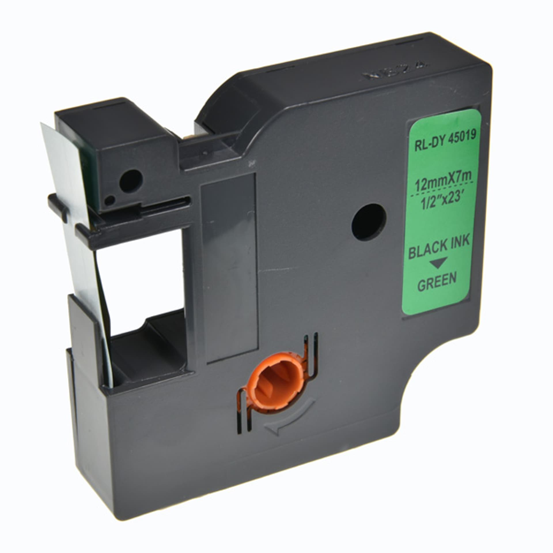 

G&G kompatybilny taśma do drukarek etykiet, dla Dymo, RL-DY-45019-BK, S0720590, 45019, czarny druk/zielony podkład, 7m, 12mm, D1