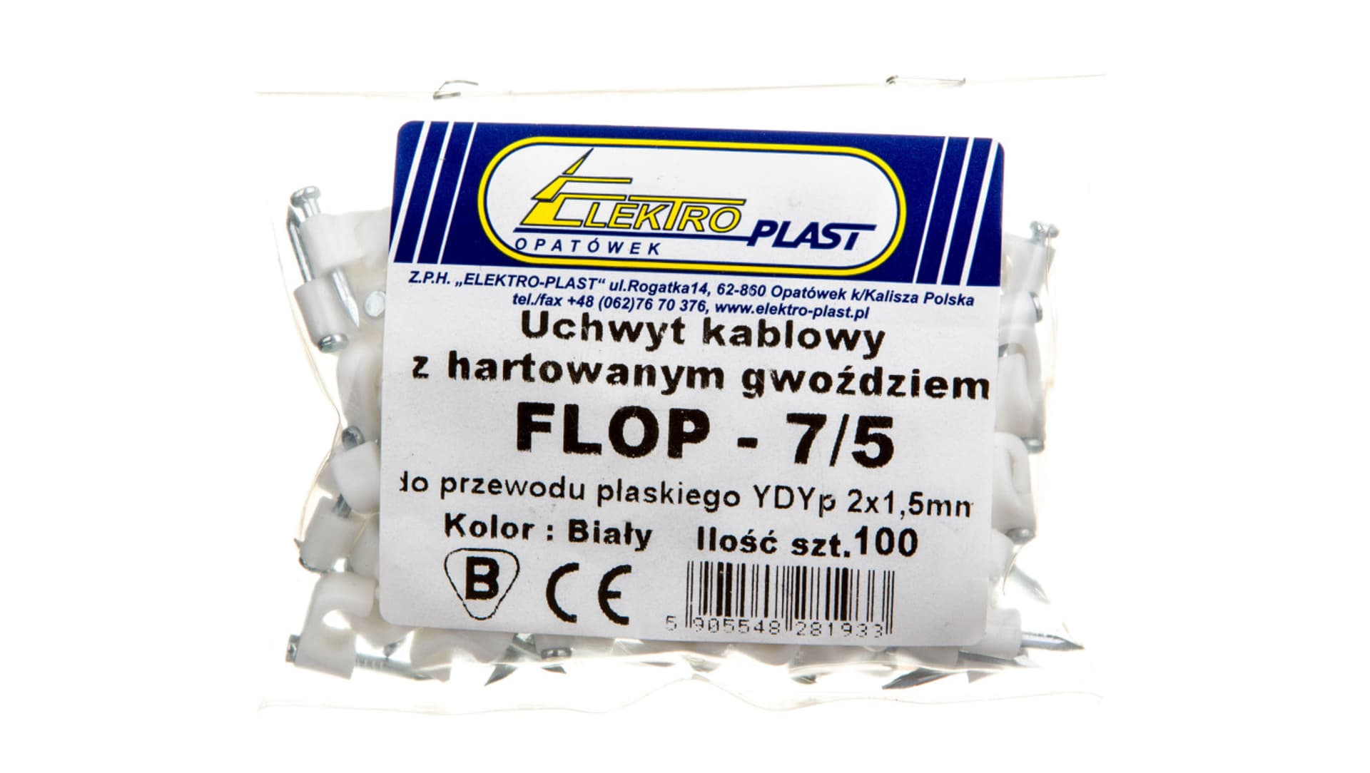 

Uchwyt płaski do przewodów YDYp 2x1,5 FLOP-7/5 27.75 /100szt./