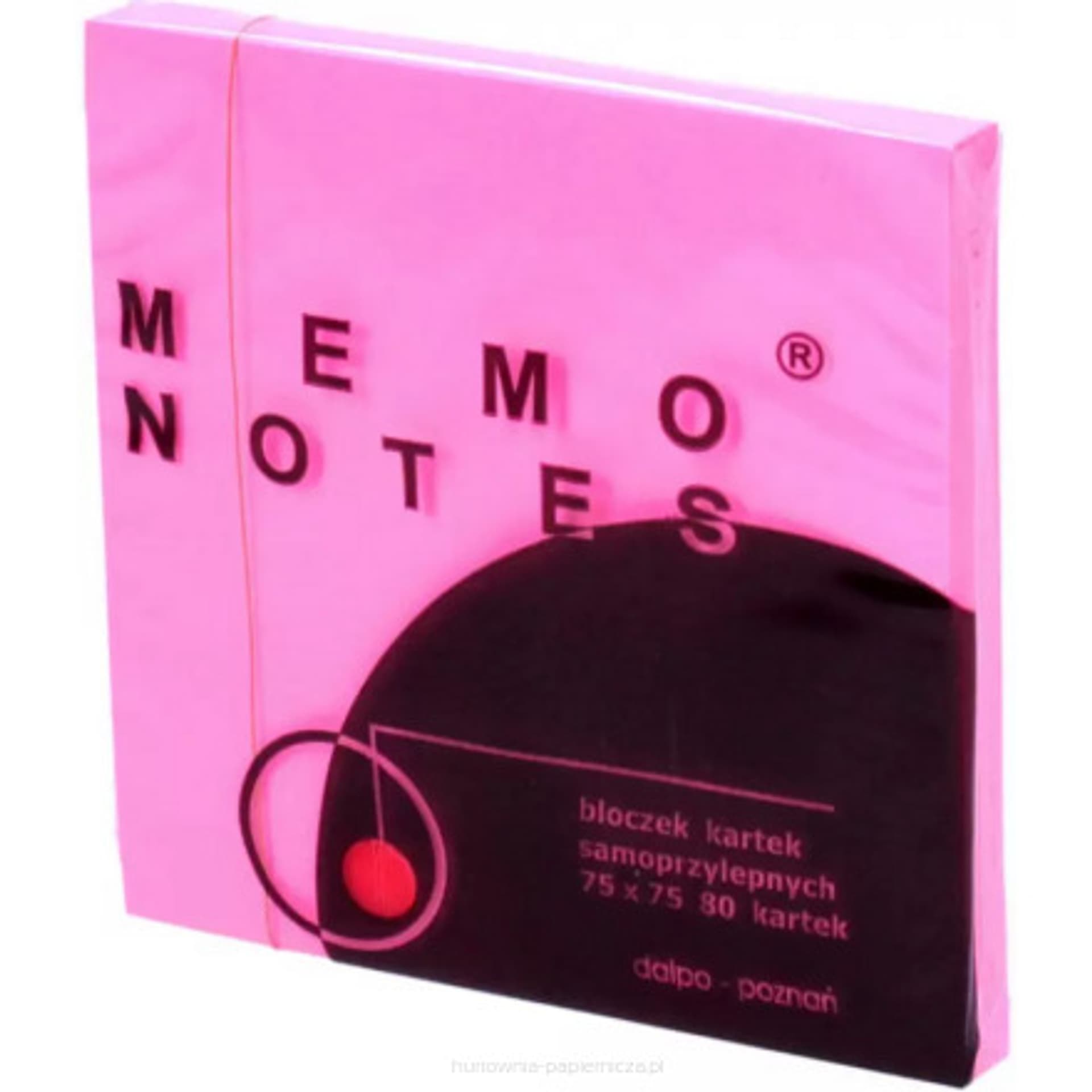 

Bloczek samoprzylepny 75x75mm różowy intenssywny 80kartek MEMO