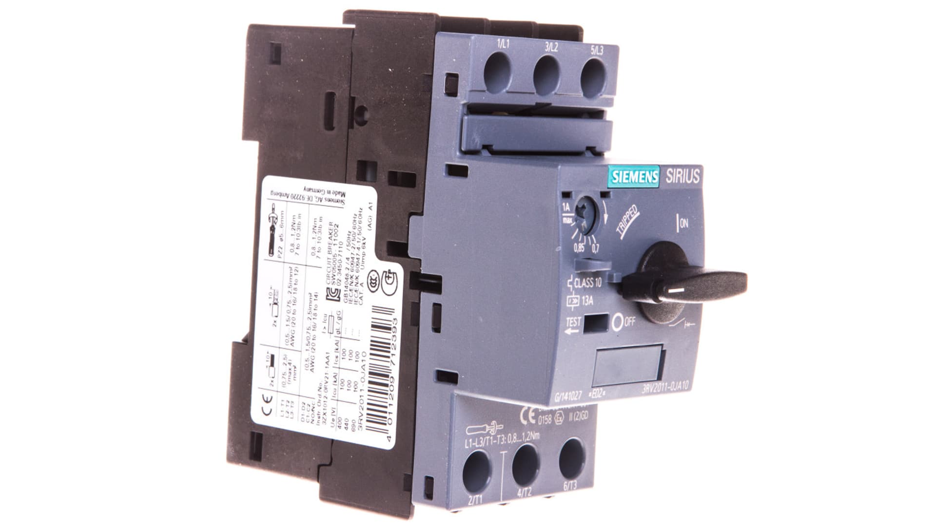 

Wyłącznik silnikowy 3P 0,25kW 0,7-1A S00 3RV2011-0JA10