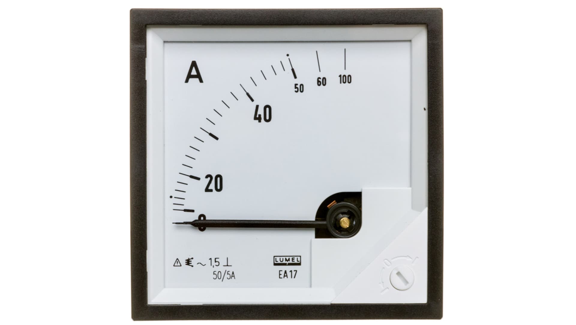 

Amperomierz analogowy tablicowy 50/100A do przekładnika 50/5A 72x72mm IP50 C3 K=90 st. EA17N F41300000000