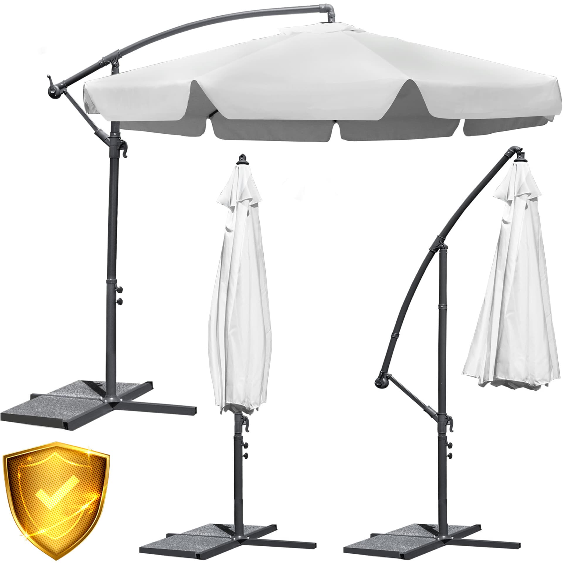 

Parasol ogrodowy składany 8 segmentów szary  350cm