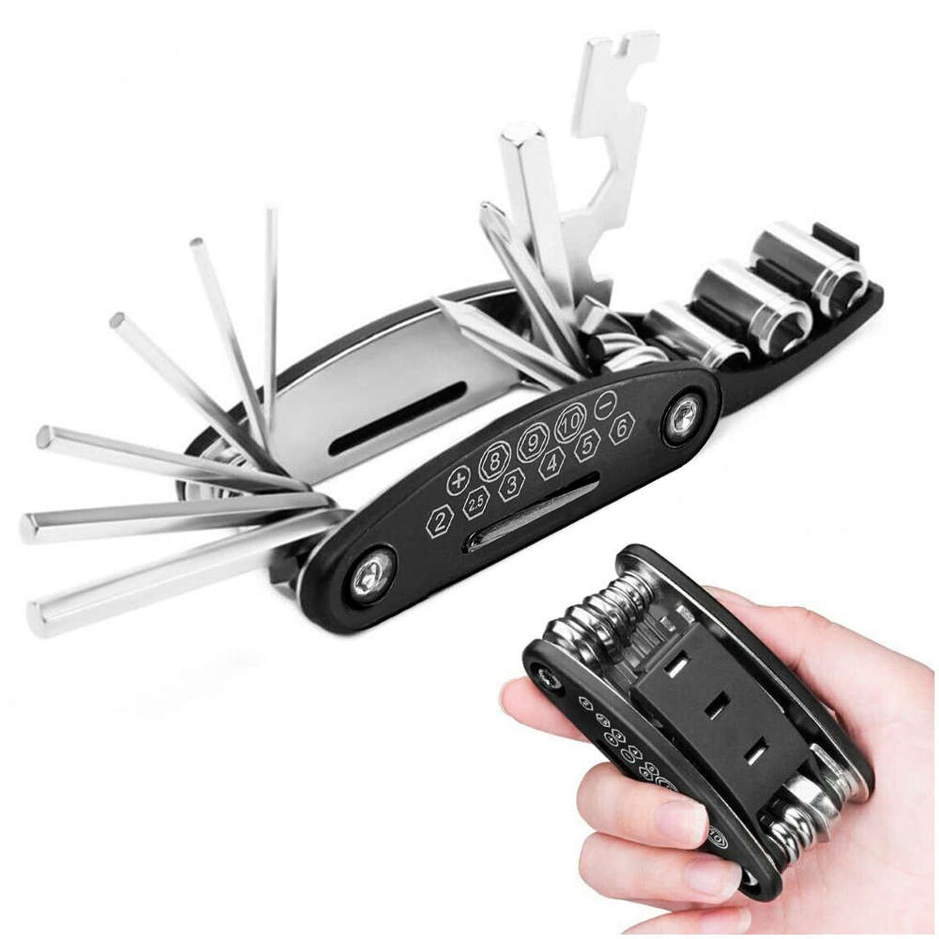 

Zestaw kluczy rowerowych MultiTool podręczny 16w1 Imbusy klucze adapter nasadki wkrętak