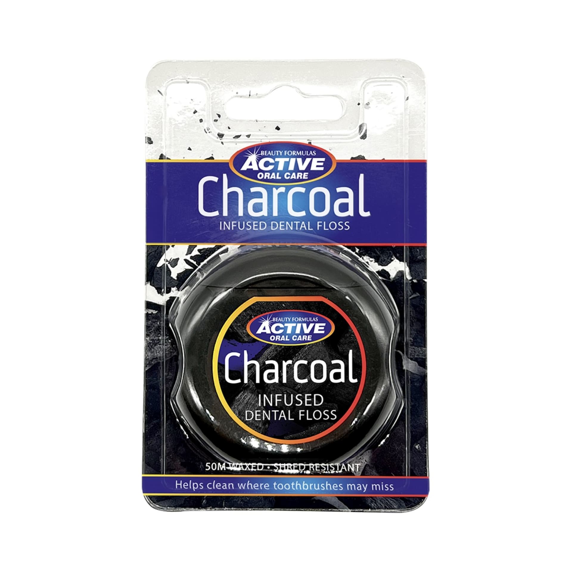 

Beauty Formulas Active Oral Care Nić dentystyczna woskowana z aktywnym węglem Charcoal 1op.-50m