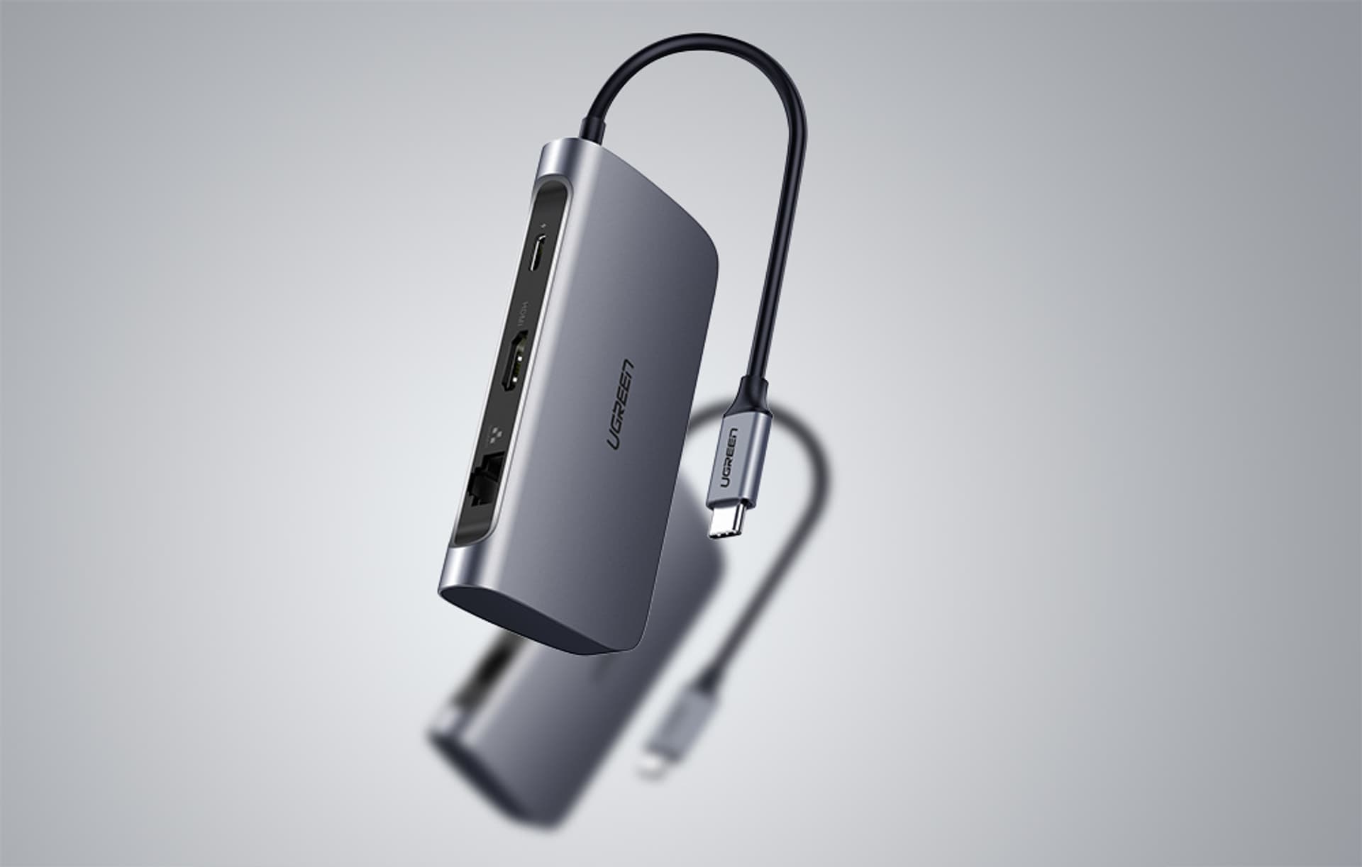 

Adapter UGREEN 7w1 CM212 Hub USB-C PD 100W, 2x USB-A 3.0, HDMI 4K/30Hz, SD/TF, RJ45