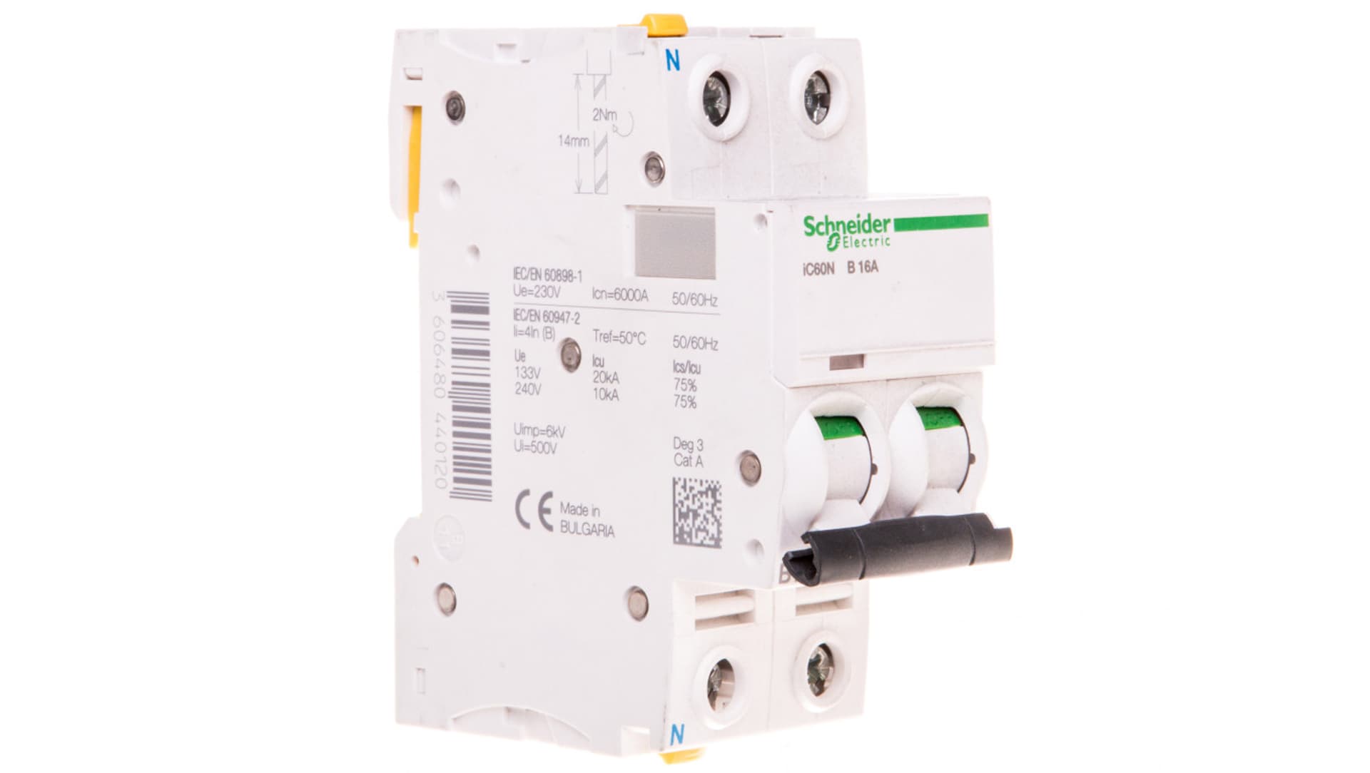 

Wyłącznik nadprądowy 1P+N B 16A 6kA AC iC60N-B16-1N A9F03616