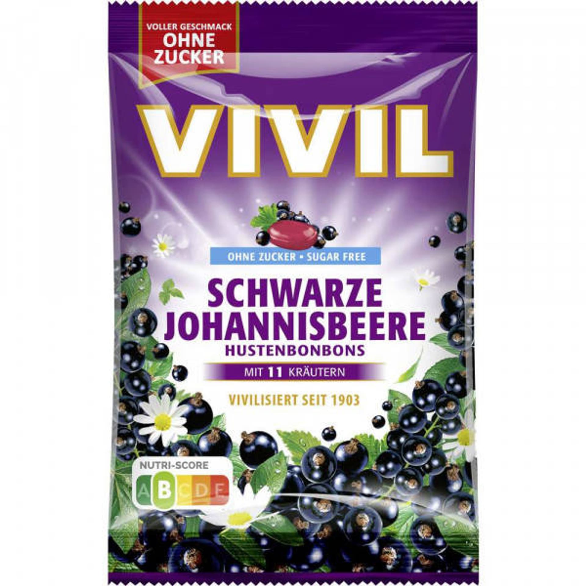 

Vivil Schwarze Johannisbeere Cukierki bez Cukru 120 g