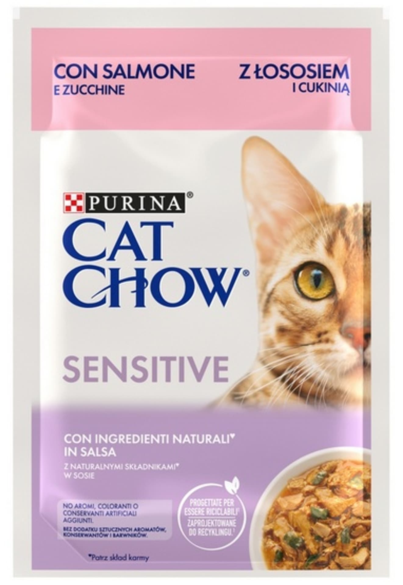 

Purina Cat Chow Sensitive z łososiem i cukinią w sosie 85g