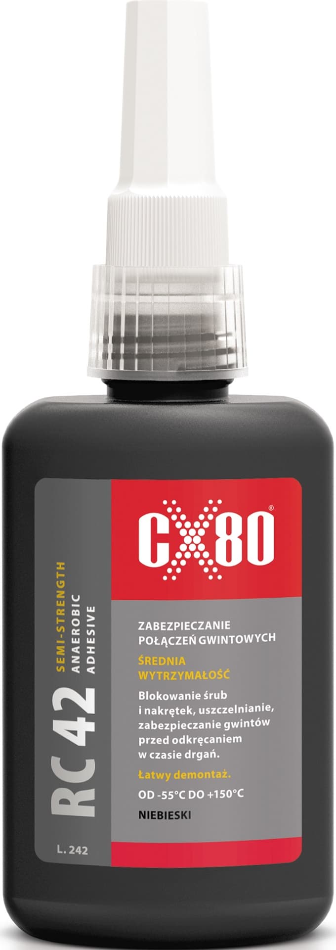 

KLEJ ANAEROBOWY RC-42 DO GWINTÓW ŚRUB ŚREDNI 50ML