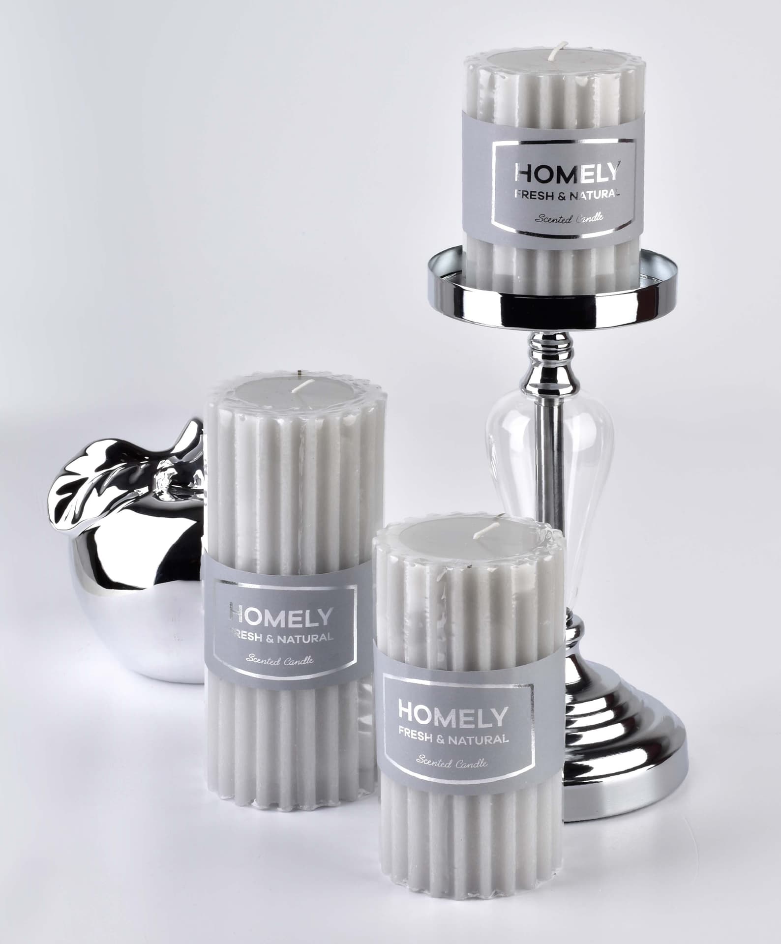 

Świeca HOMELY walec duży 7,5xh17,5cm parafinowa szara
