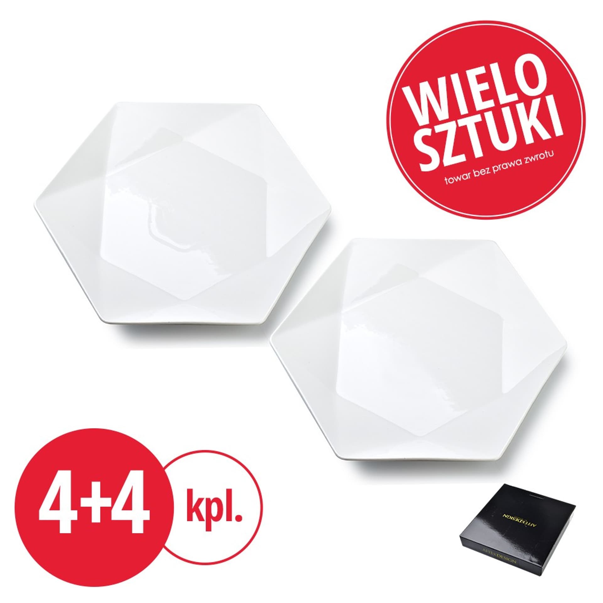 

PAKIET RALPH WHITE Komplet 2 talerzy 4kpl+4kpl GRATIS 28,5/32,5xh3cm razem -16 szt