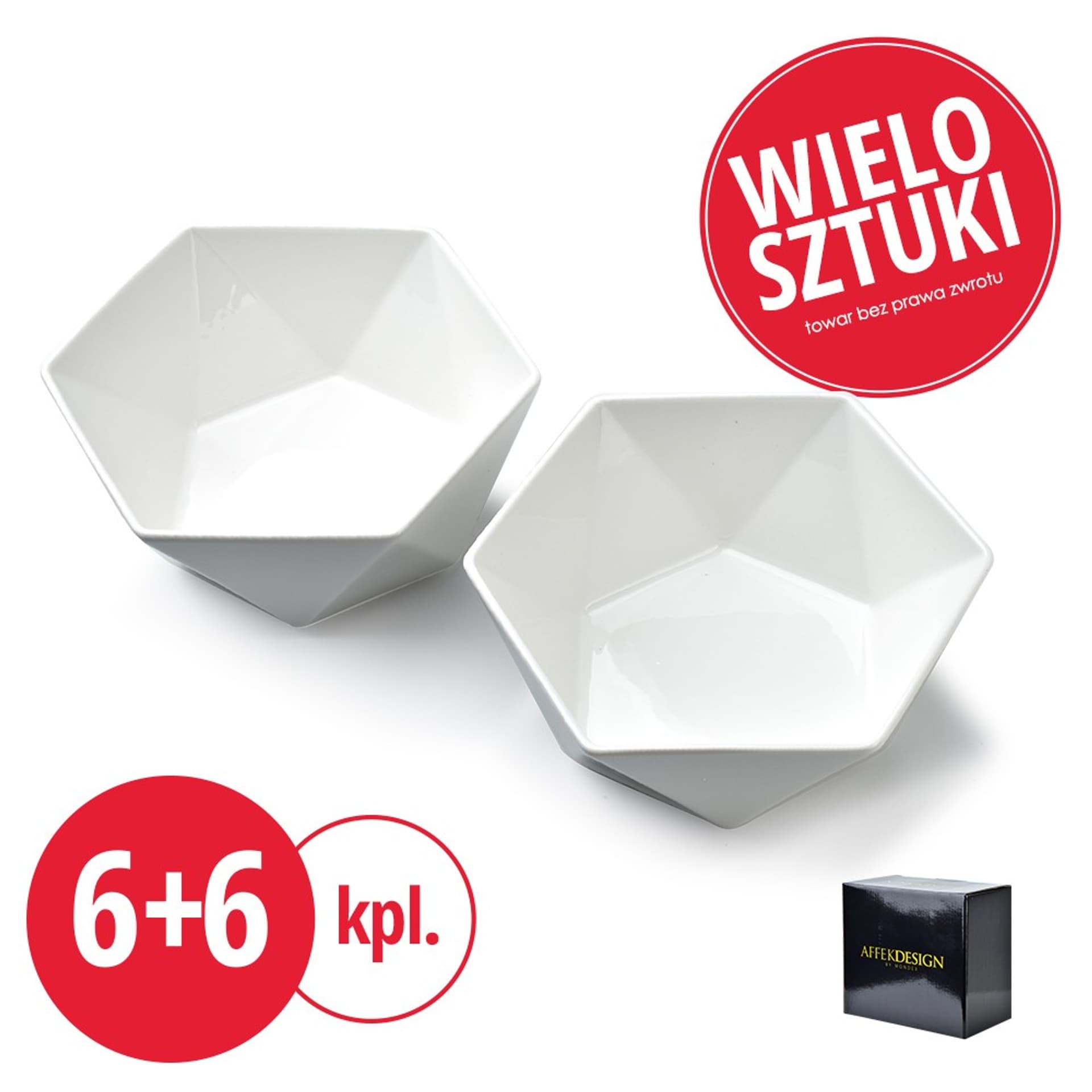 

PAKIET RALPH WHITE Komplet 2 miseczek 6kpl+6kpl GRATIS 15,5/17xh7cm 750ml razem 24szt