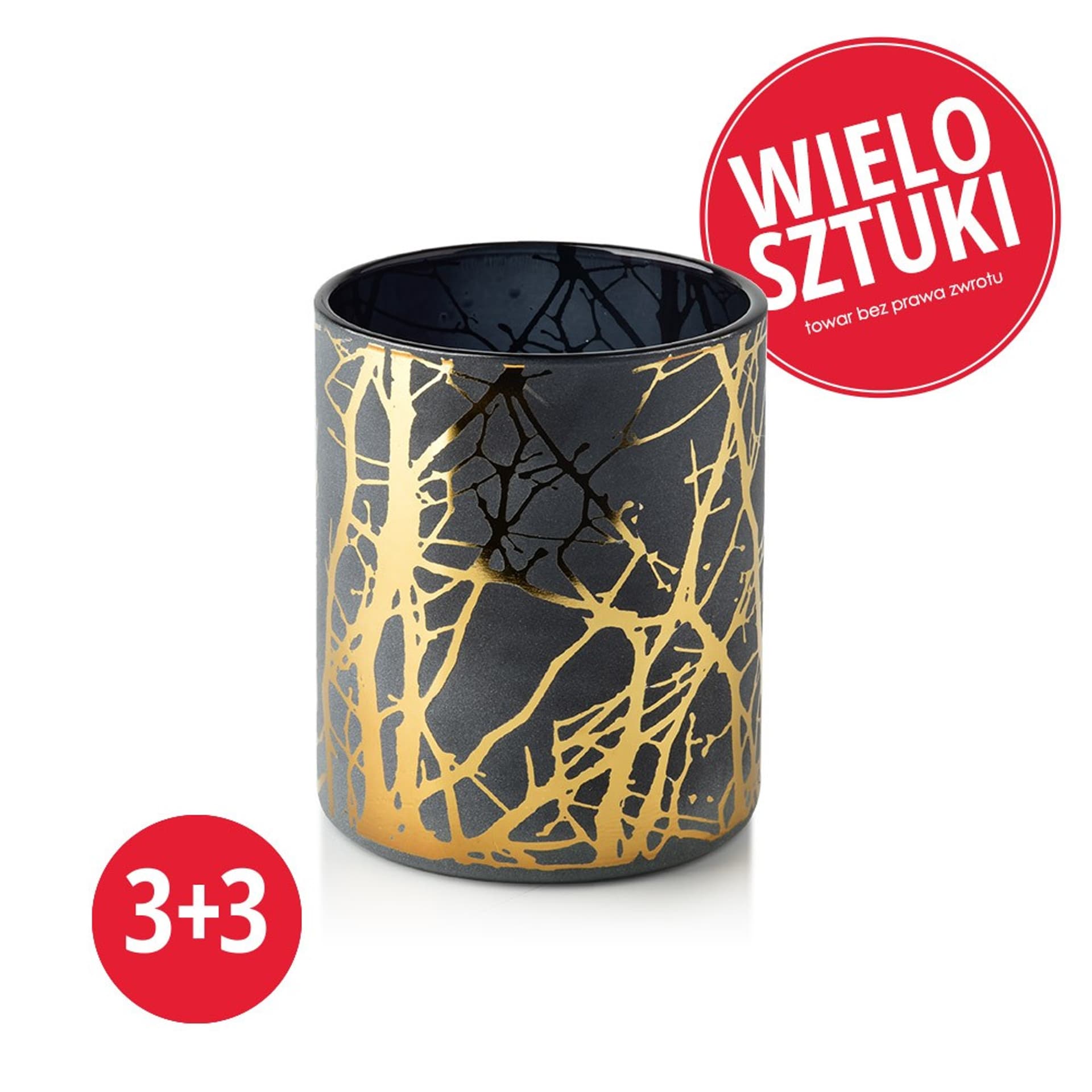 

PAKIET ODETTE GOLD Komplet świeczników 3+3GRATIS 8,8xh10cm