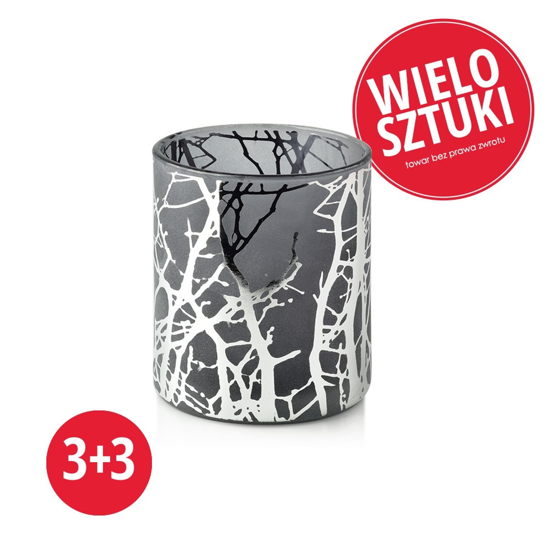 

PAKIET ODETTE SILVER Komplet świeczników 3+ 3GRATIS 8,8xh10cm
