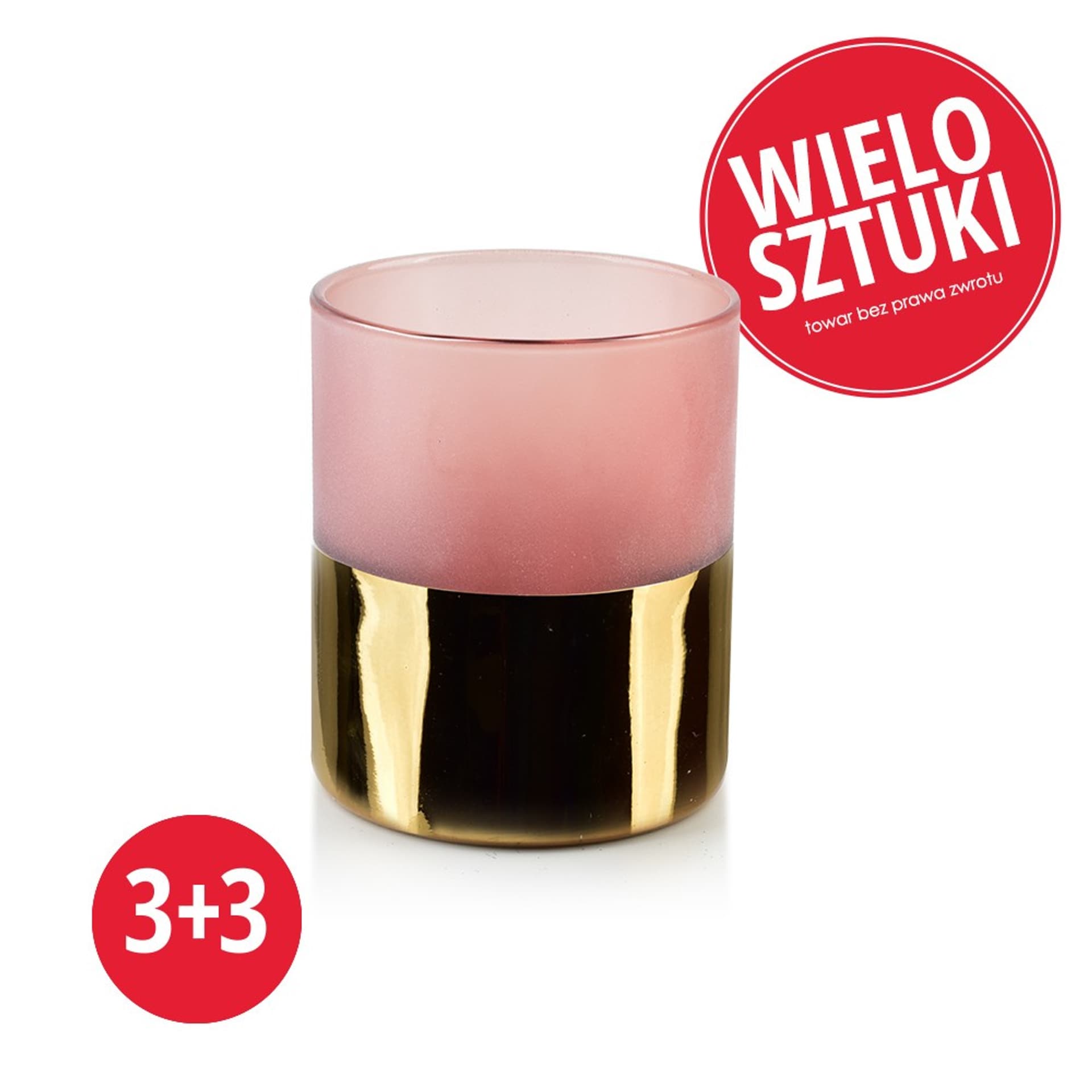 

PAKIET RITA PINK Komplet świeczników 3+3GRATIS 8,5xh10cm