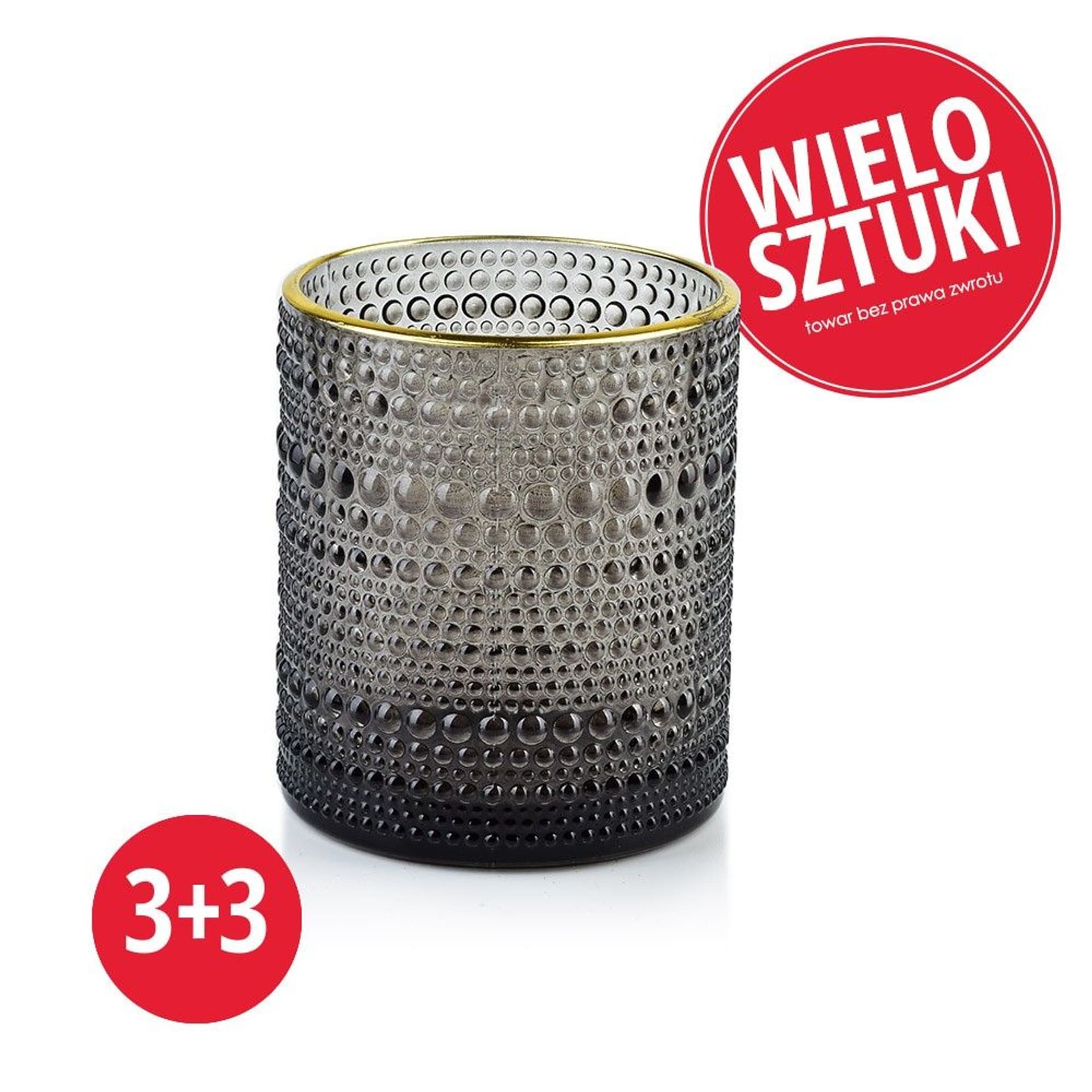 

PAKIET RITA GREY Komplet świeczników 3+3GRA TIS 8,5xh10cm