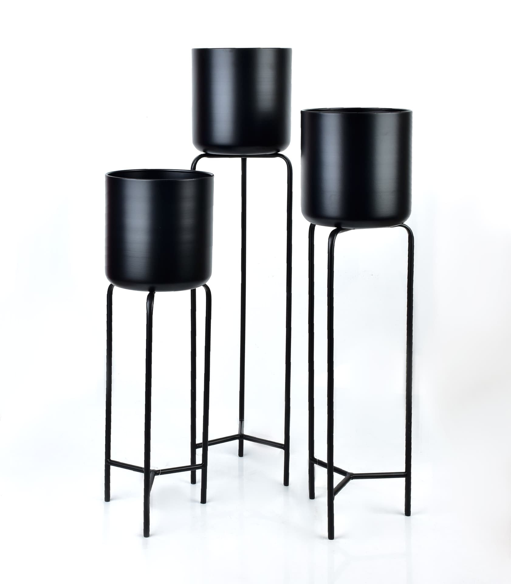 

SWEN BLACK Komplet 3 osłonek na stojaku 19xh77cm/19xh66cm/19xh55cm
